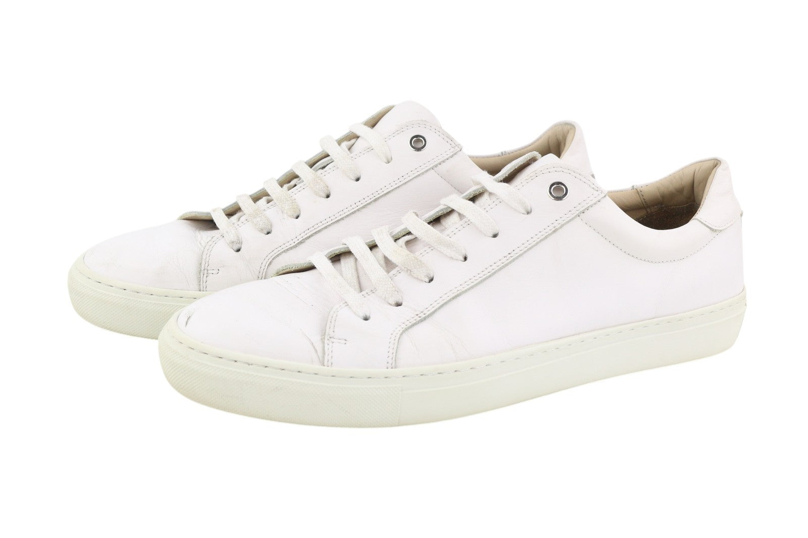 SUITSUPPLY FW1404 Men Sneakers EU43 White Leather Laced Low Almond Toe Trainers