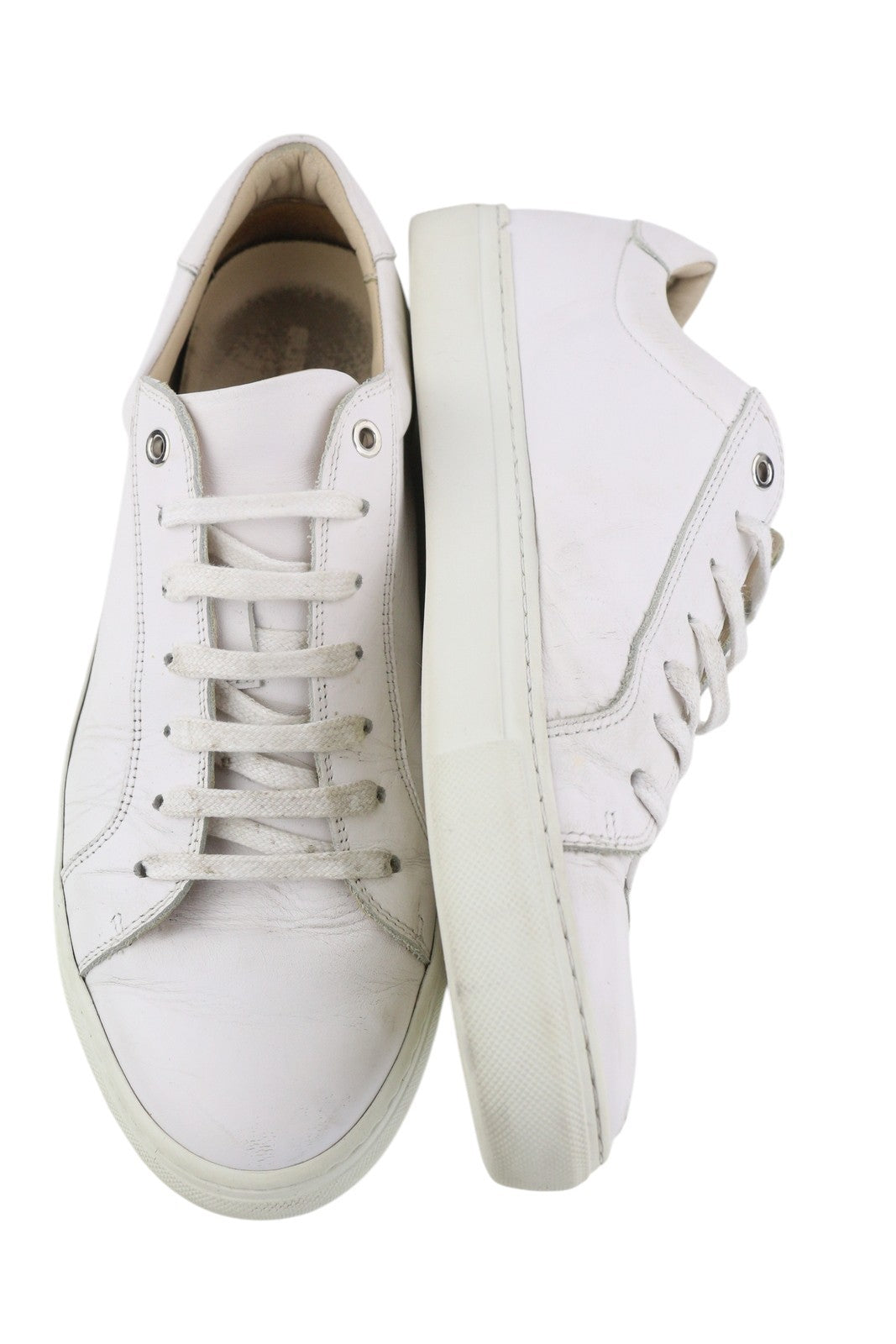 SUITSUPPLY FW1404 Men Sneakers EU43 White Leather Laced Low Almond Toe Trainers