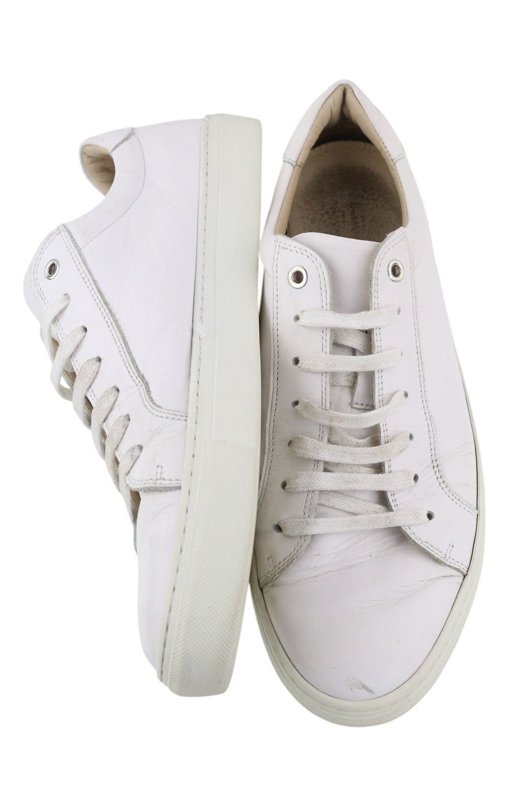 SUITSUPPLY FW1404 Men Sneakers EU43 White Leather Laced Low Almond Toe Trainers