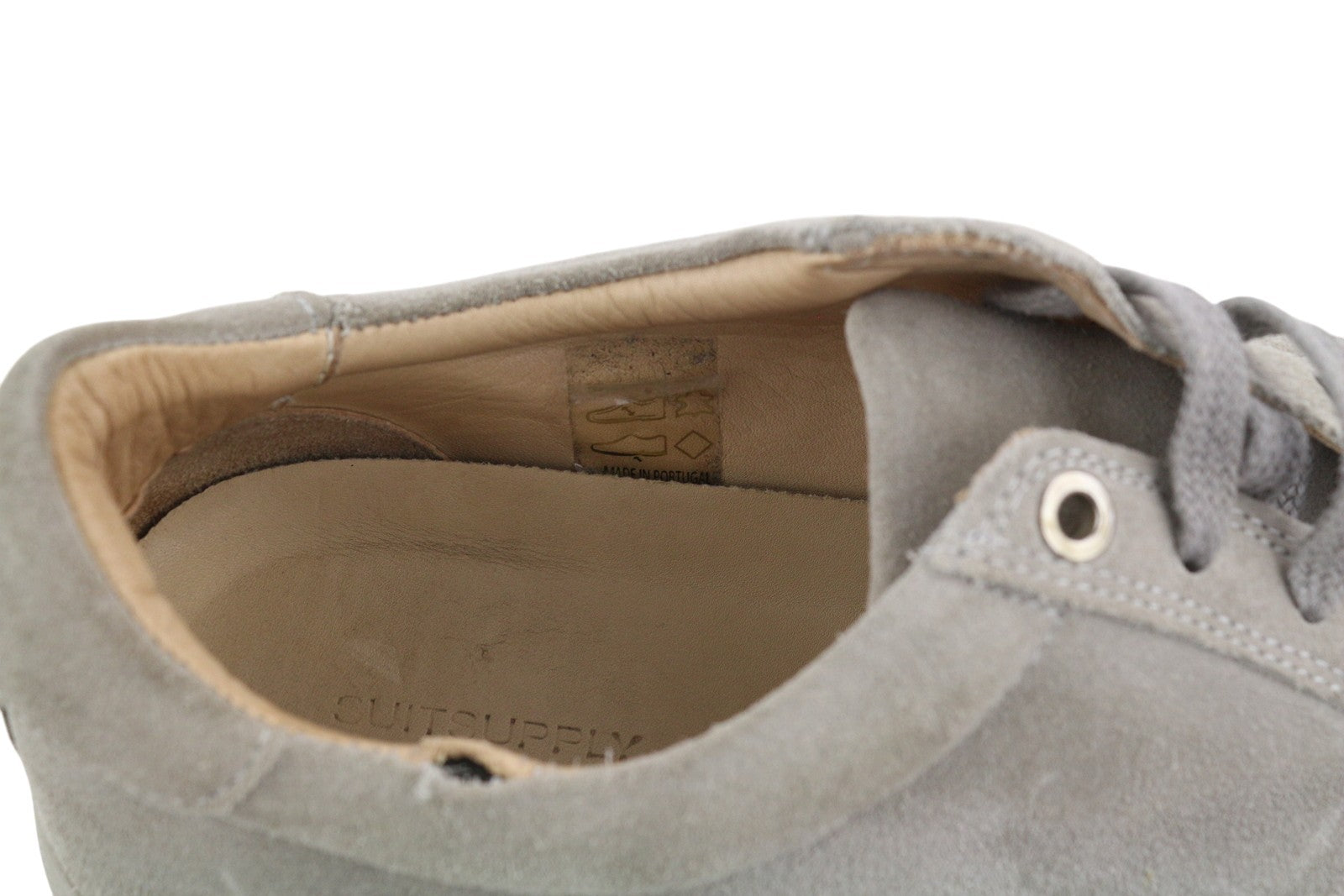 SUITSUPPLY Men Sneakers EU42 Grey Suede Leather Low Top Lace Up Logo Trainers