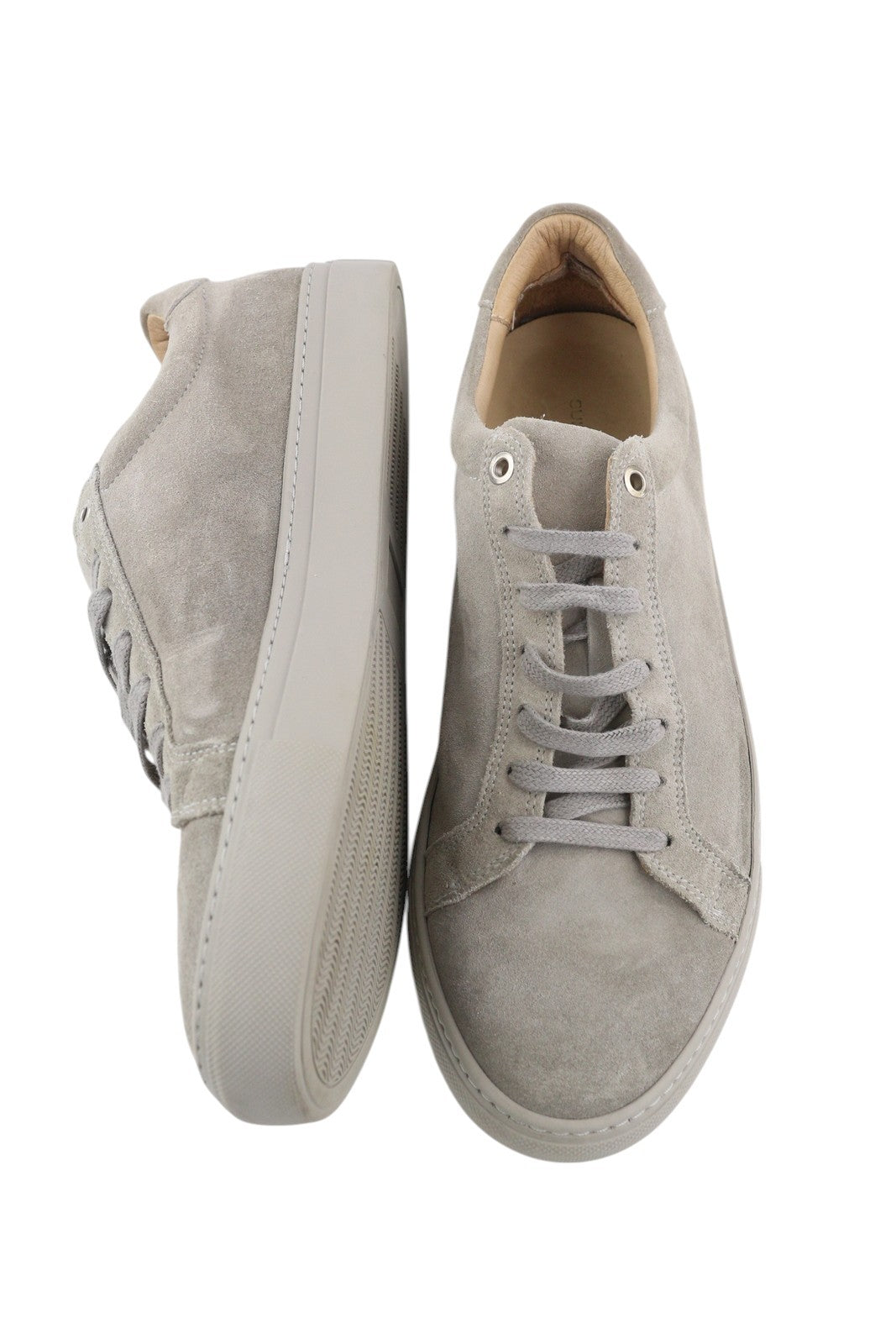 SUITSUPPLY Men Sneakers EU42 Grey Suede Leather Low Top Lace Up Logo Trainers