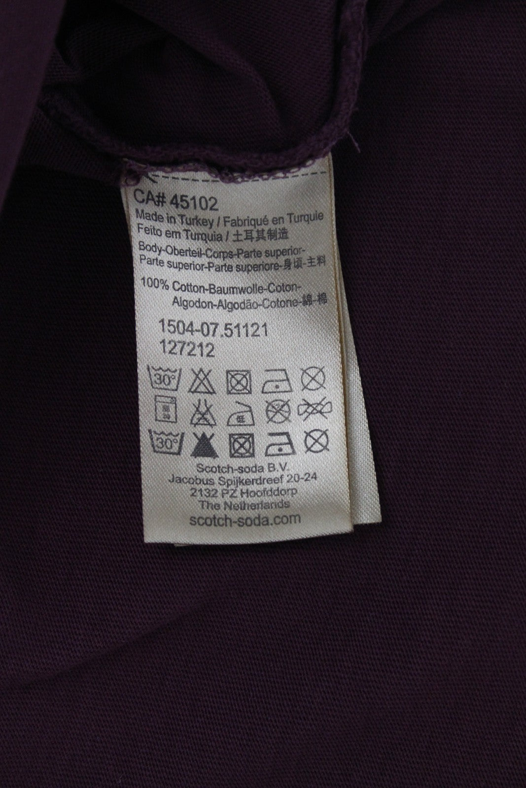 SCOTCH & SODA S Dark Red Cotton T-Shirt Men's Short Sleeve Ams Couture