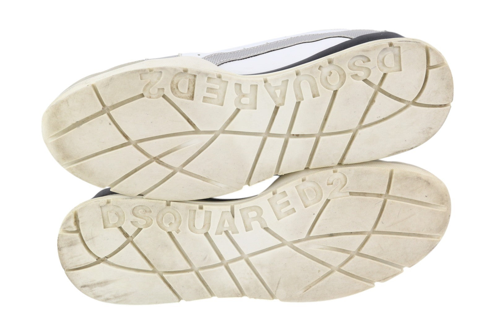 DSQUARED2 Men Sneakers EU44 White Leather Low Top Almond Toe Vintage 1964