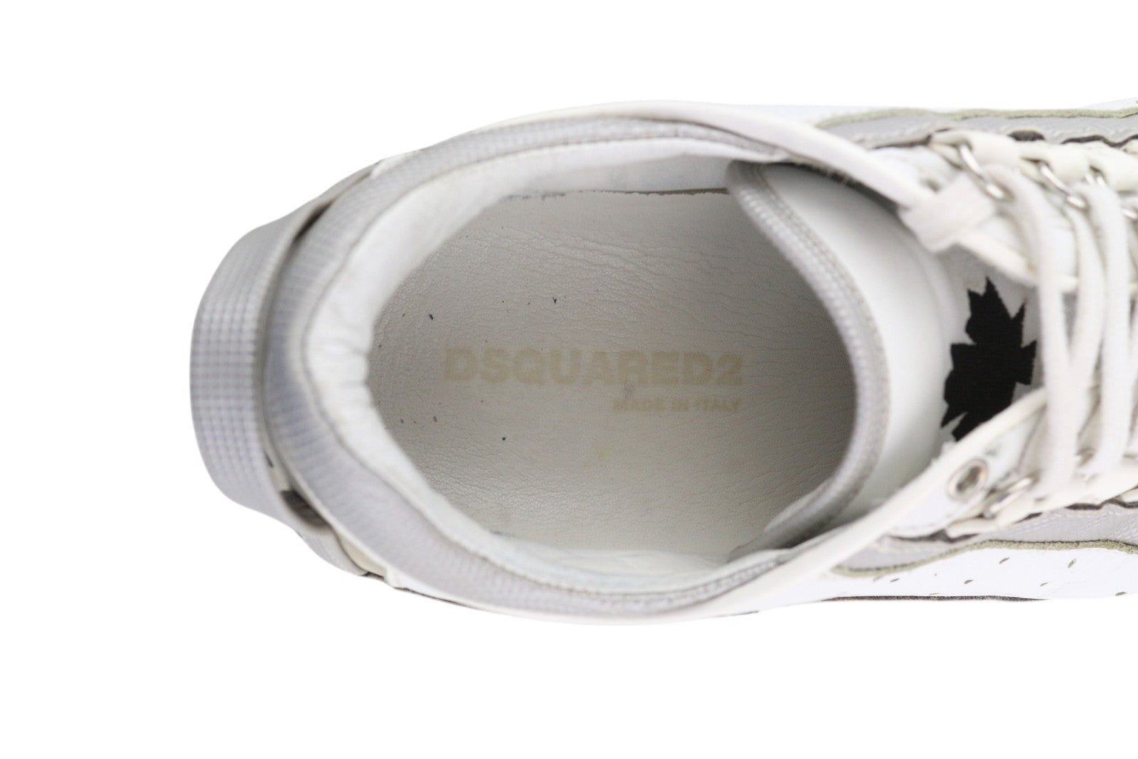DSQUARED2 Men Sneakers EU44 White Leather Low Top Almond Toe Vintage 1964