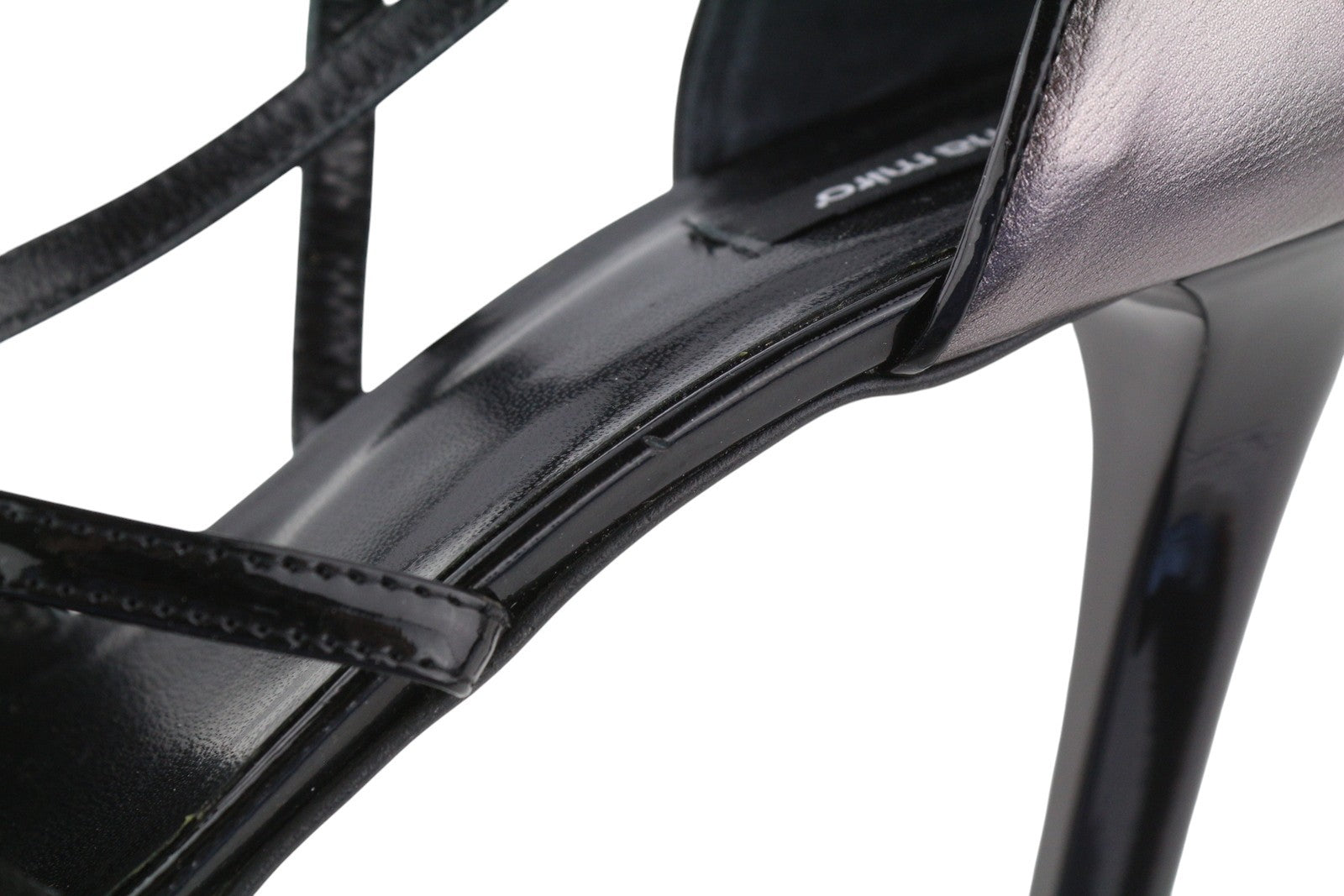 ELENA MIRO Women Heels EU40 Black Suede Leather Open Toe Strappy Shiny Heeled