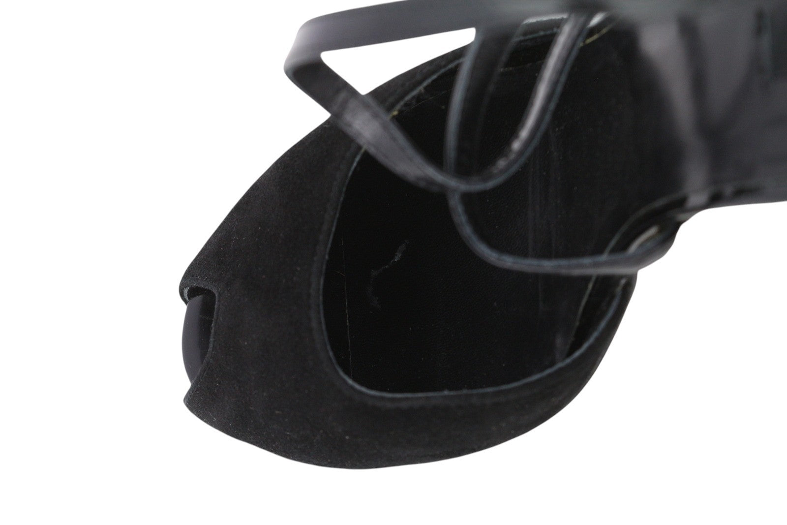 ELENA MIRO Women Heels EU40 Black Suede Leather Open Toe Strappy Shiny Heeled