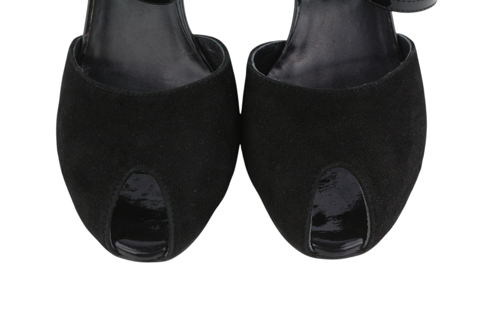 ELENA MIRO Women Heels EU40 Black Suede Leather Open Toe Strappy Shiny Heeled