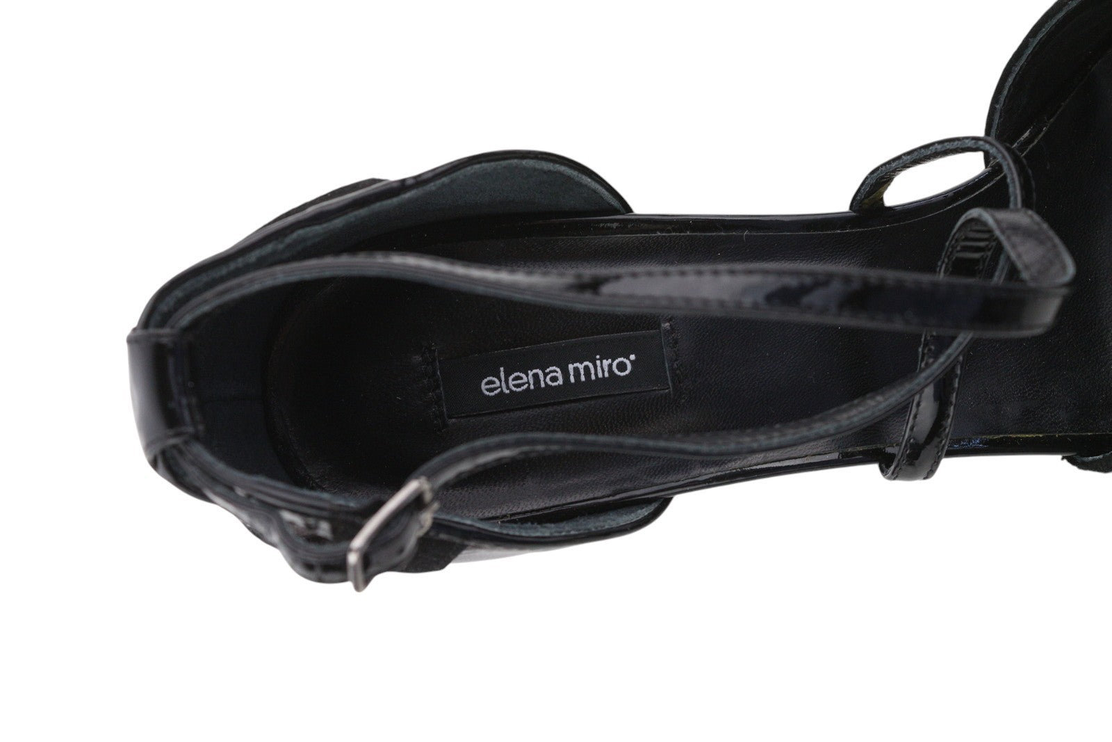 ELENA MIRO Women Heels EU40 Black Suede Leather Open Toe Strappy Shiny Heeled