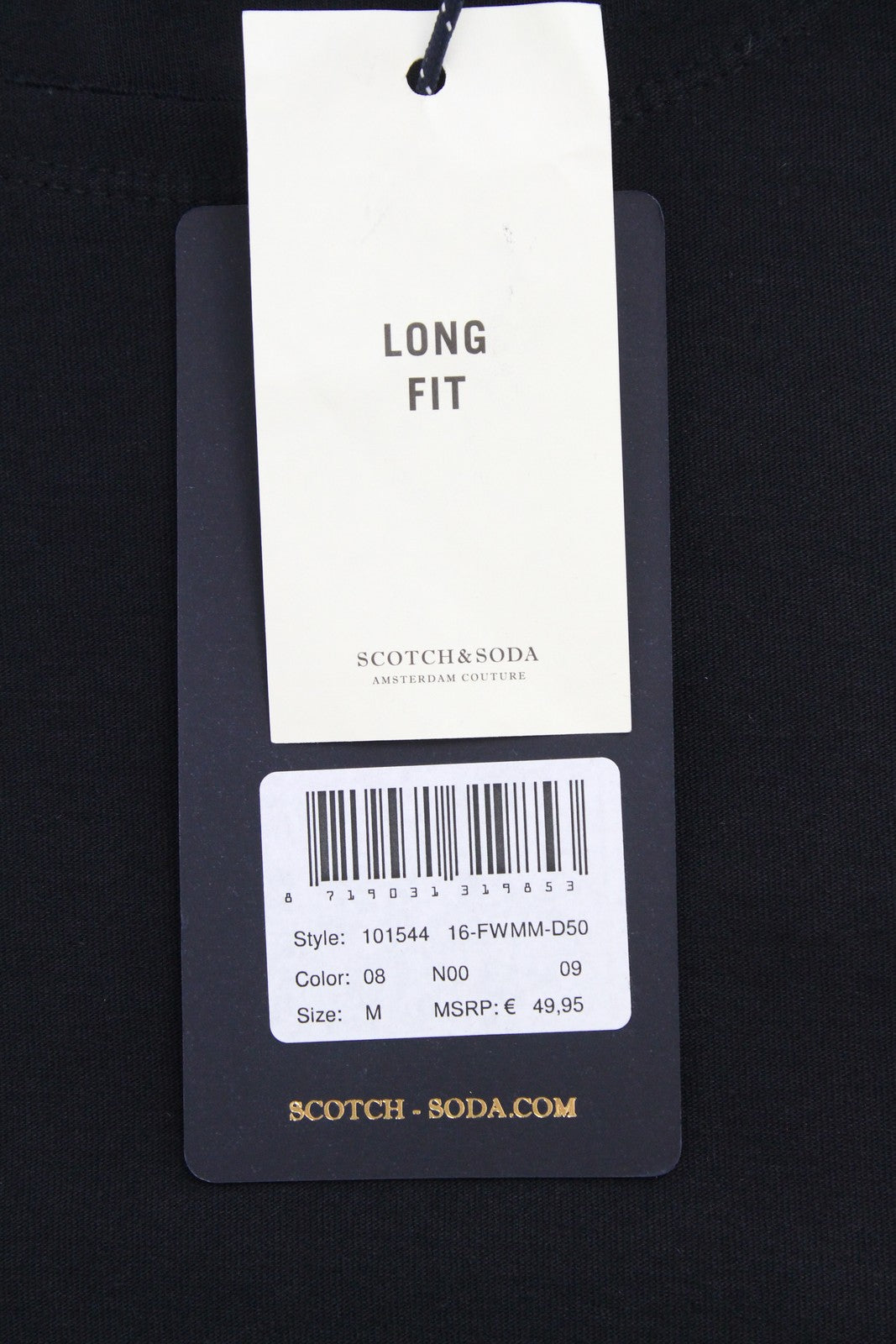 SCOTCH & SODA M Black Long Sleeve Tee Pullover Cotton Men's Ams Couture