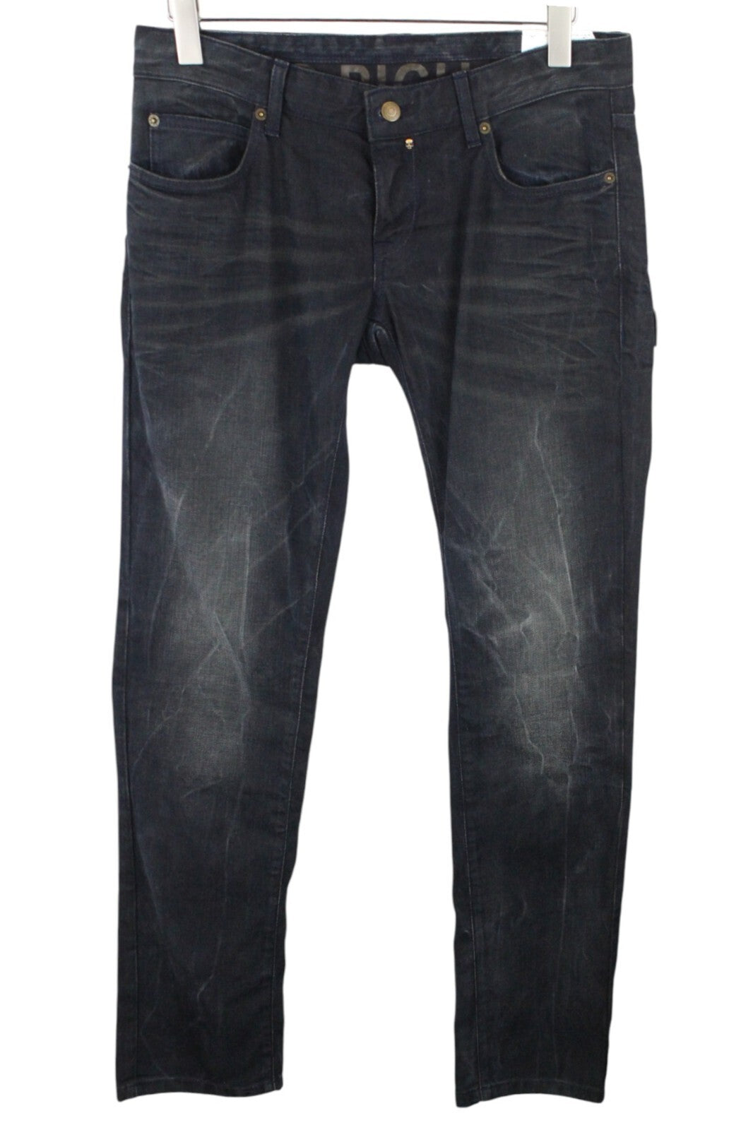 RICHMOND Men's Jeans 32 Black Washed Super Skinny Cotton Stretch Low-Rise