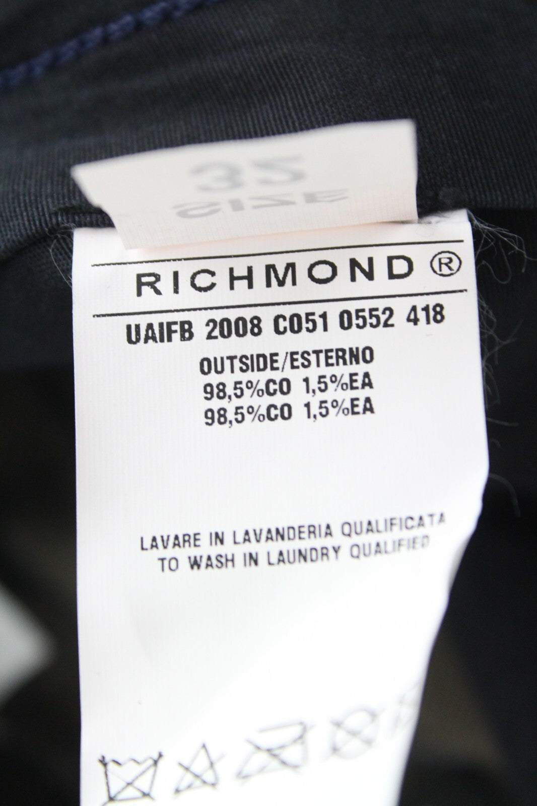 RICHMOND Men's Jeans 32 Black Washed Super Skinny Cotton Stretch Low-Rise