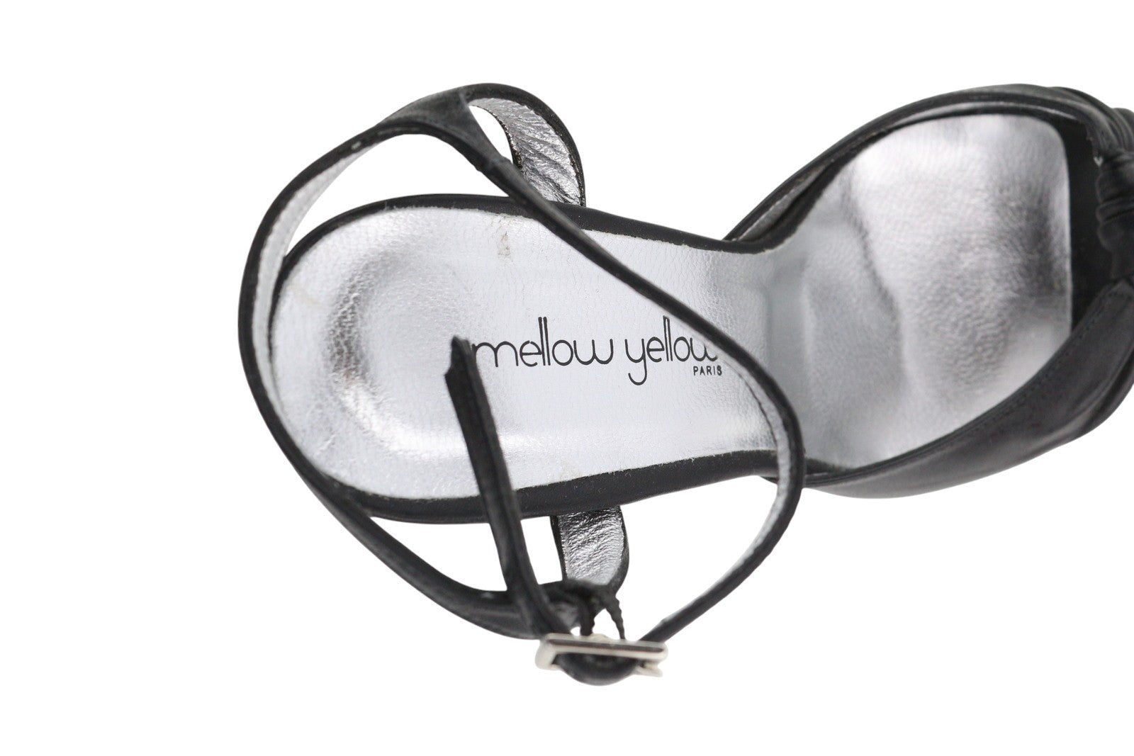 MELLOW YELLOW Women Heels EU37 Black Leather Strappy Heeled Open Toe Slingback