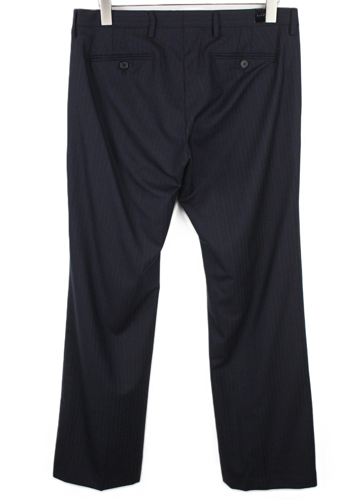 JOHN RICHMOND Men's Navy Wool Striped Pleated Trousers UK16 Smart Tailored