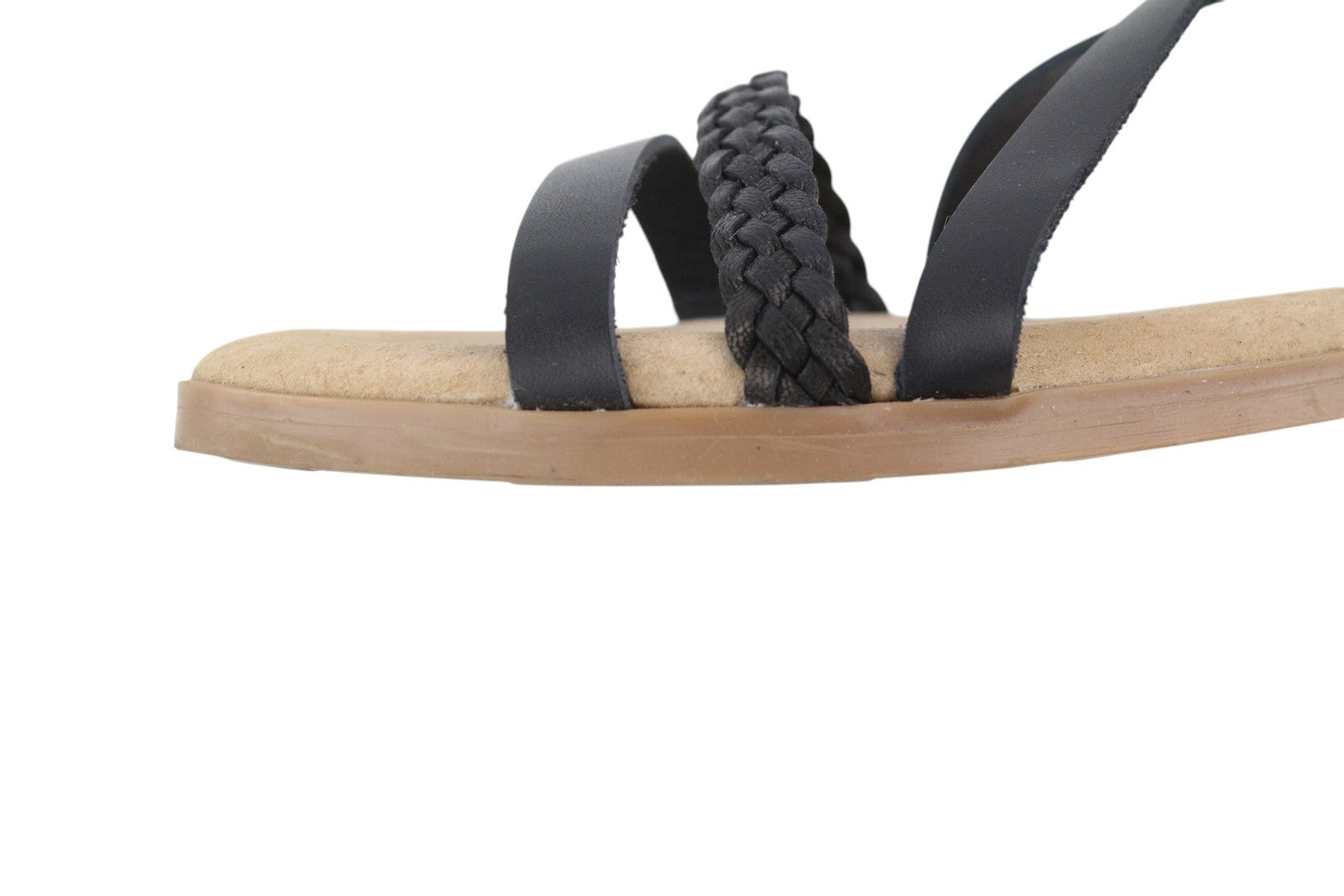 LIBERITAE Women Sandals EU38 Black Leather Buckle Closure Open Toe Logo Casual