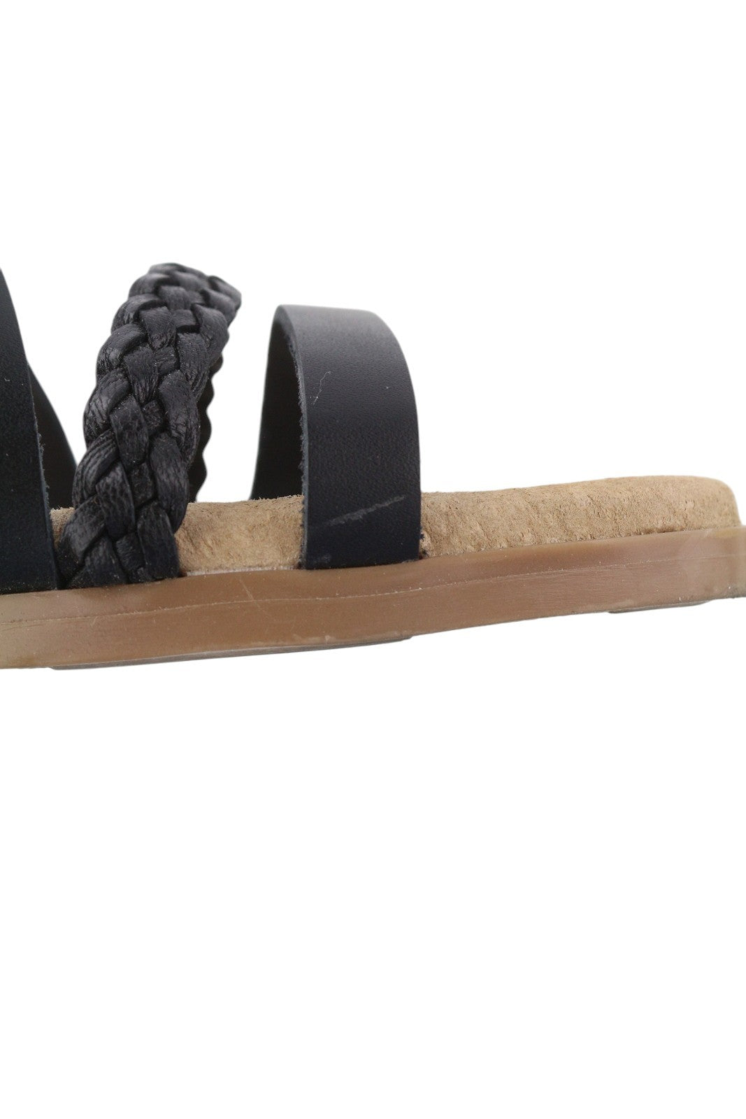 LIBERITAE Women Sandals EU38 Black Leather Buckle Closure Open Toe Logo Casual