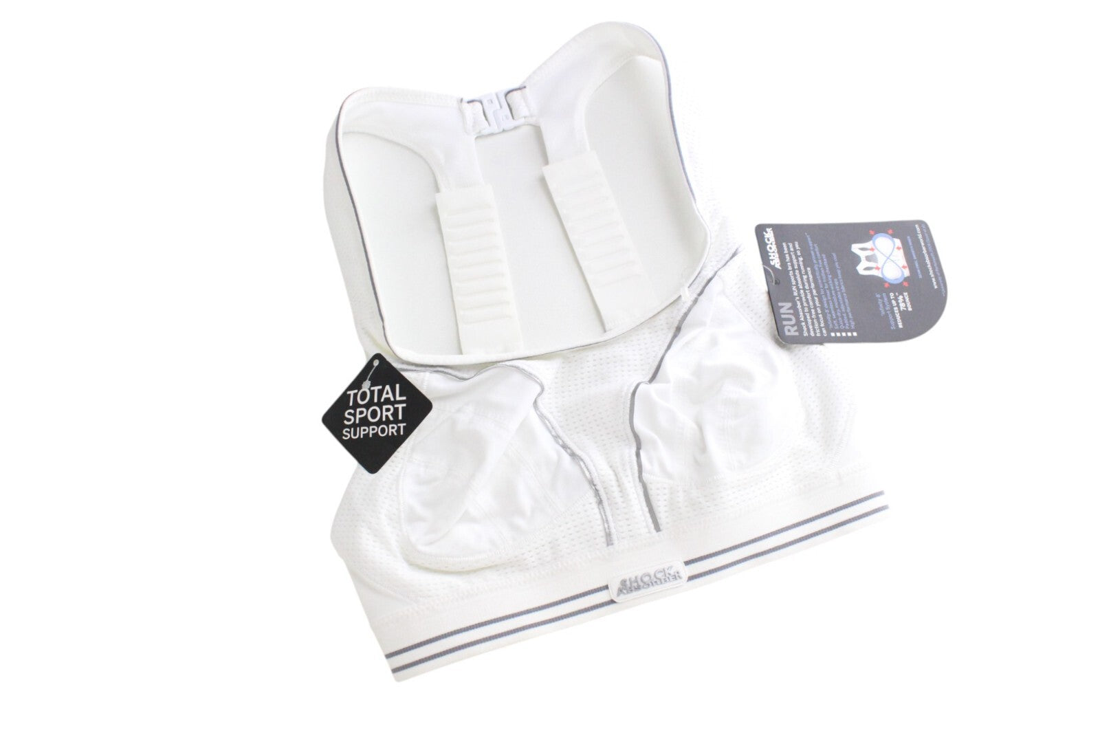 SHOCK ABSORBER White Run Bra UK32A Adjustable Straps Support Stretch Sports