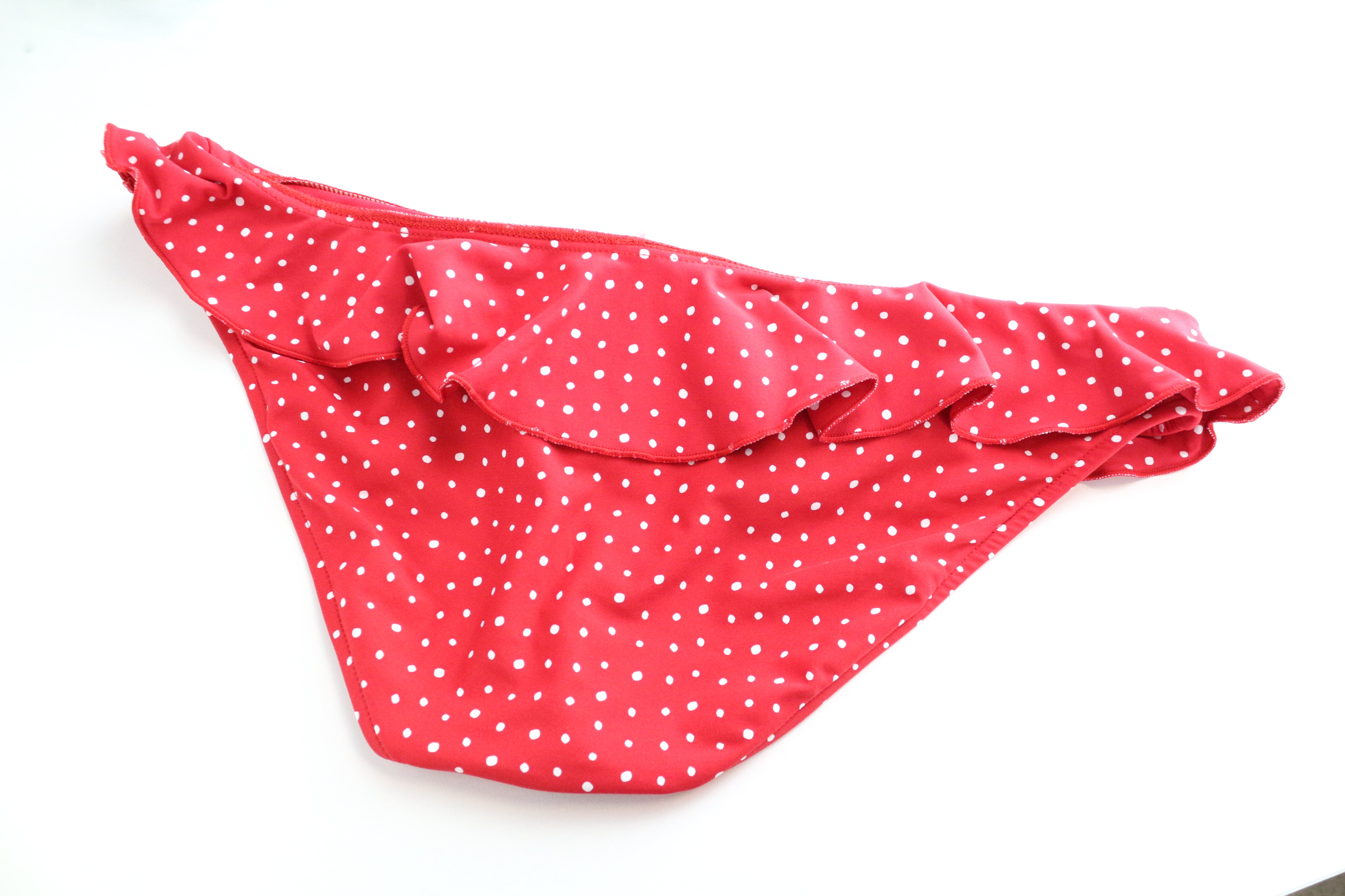 SEAFOLLY Siren Bikini Bottom UK14 Red Polka Stretch Swimwear with Frills