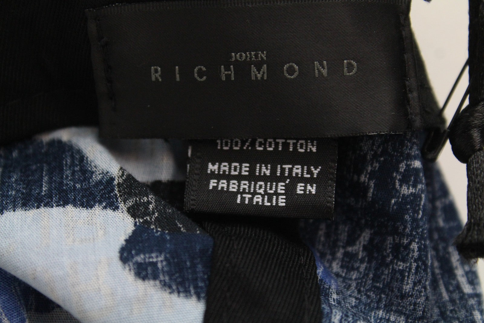 JOHN RICHMOND Men's Blue Logo Cotton Cap S Camouflage Look Military Style