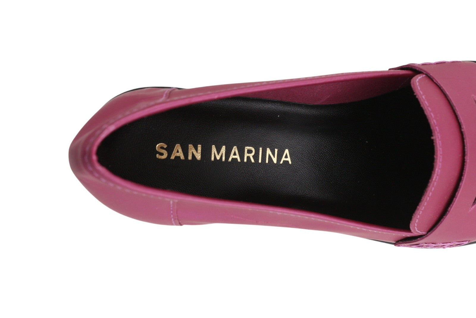 SAN MARINA Women Shoes EU37 Purple Leather Almond Toe Slips On Logo Loafers