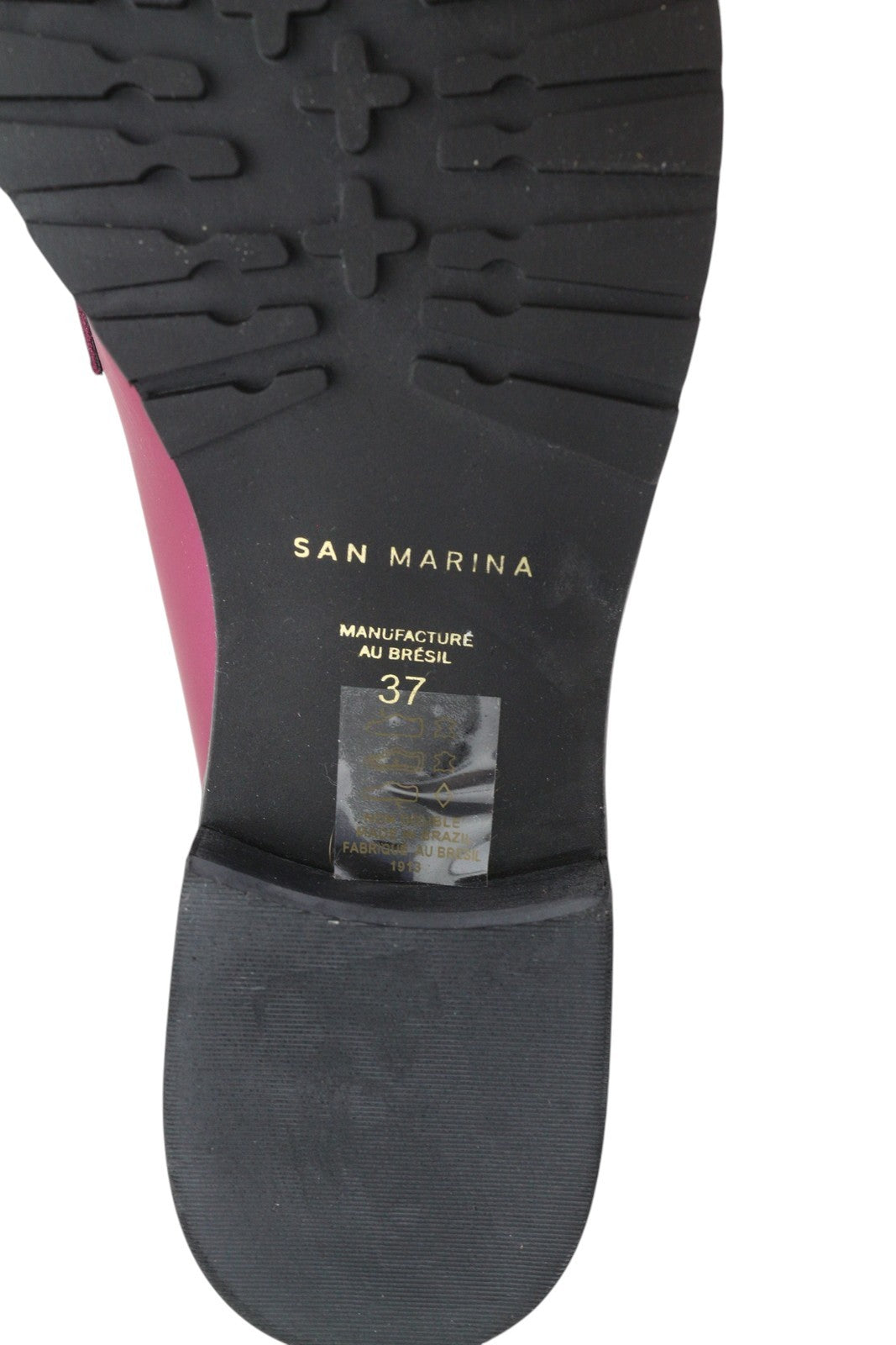 SAN MARINA Women Shoes EU37 Purple Leather Almond Toe Slips On Logo Loafers