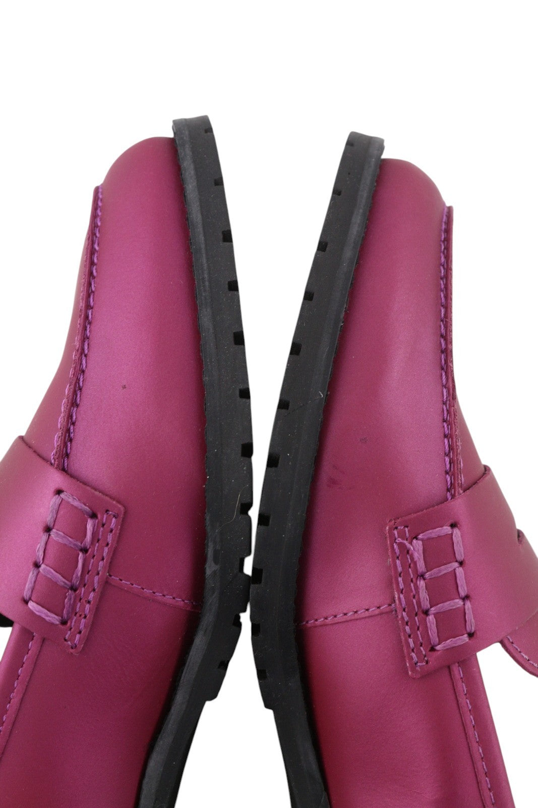 SAN MARINA Women Shoes EU37 Purple Leather Almond Toe Slips On Logo Loafers