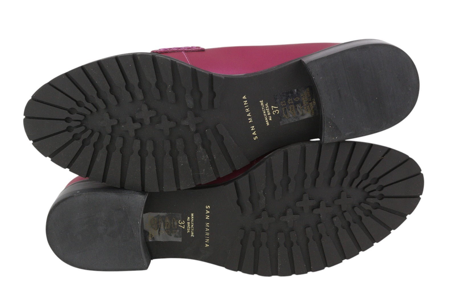 SAN MARINA Women Shoes EU37 Purple Leather Almond Toe Slips On Logo Loafers