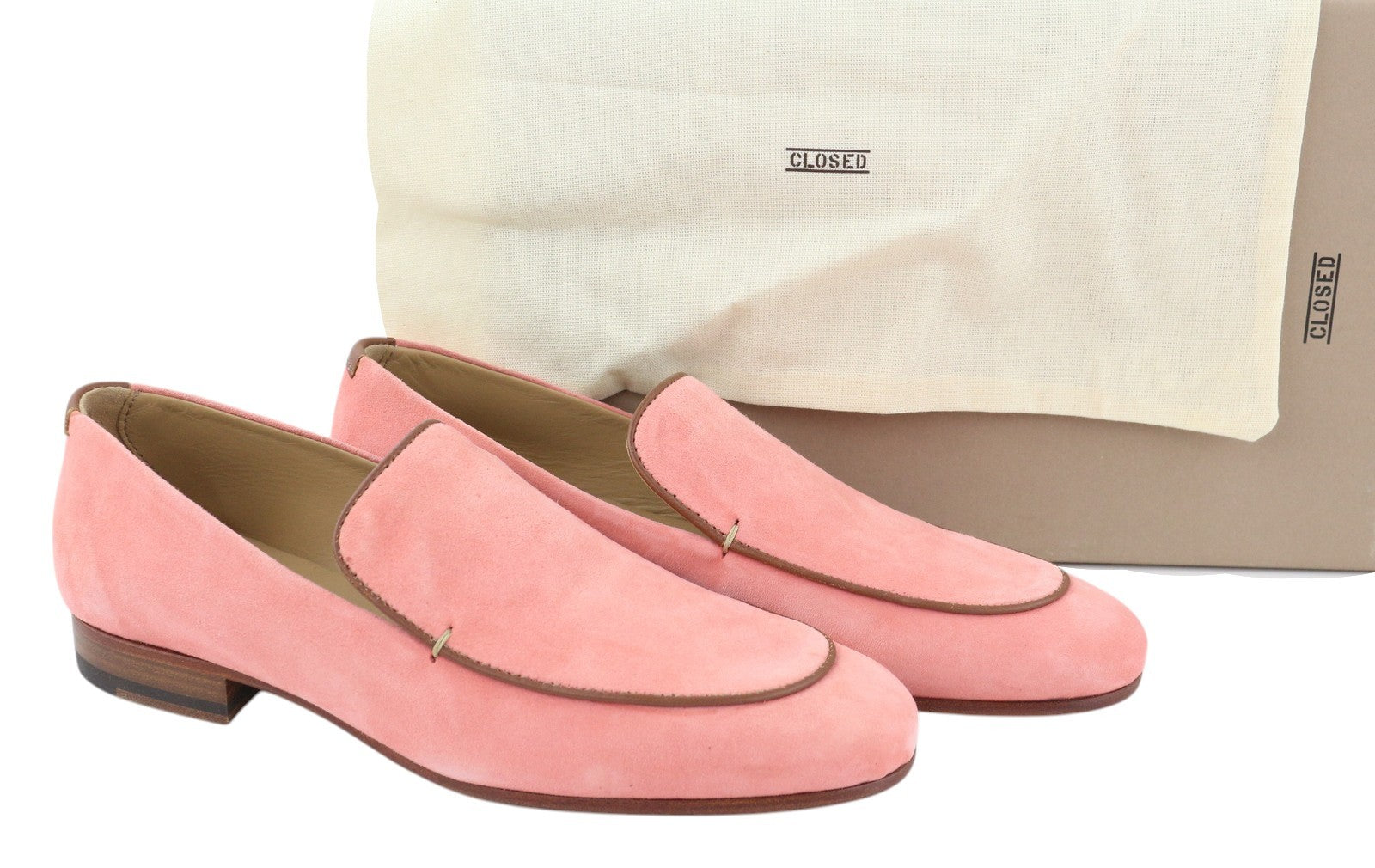 CLOSED Women Shoes EU37 Light Pink Suede Leather Almond Toe Slip On Loafers