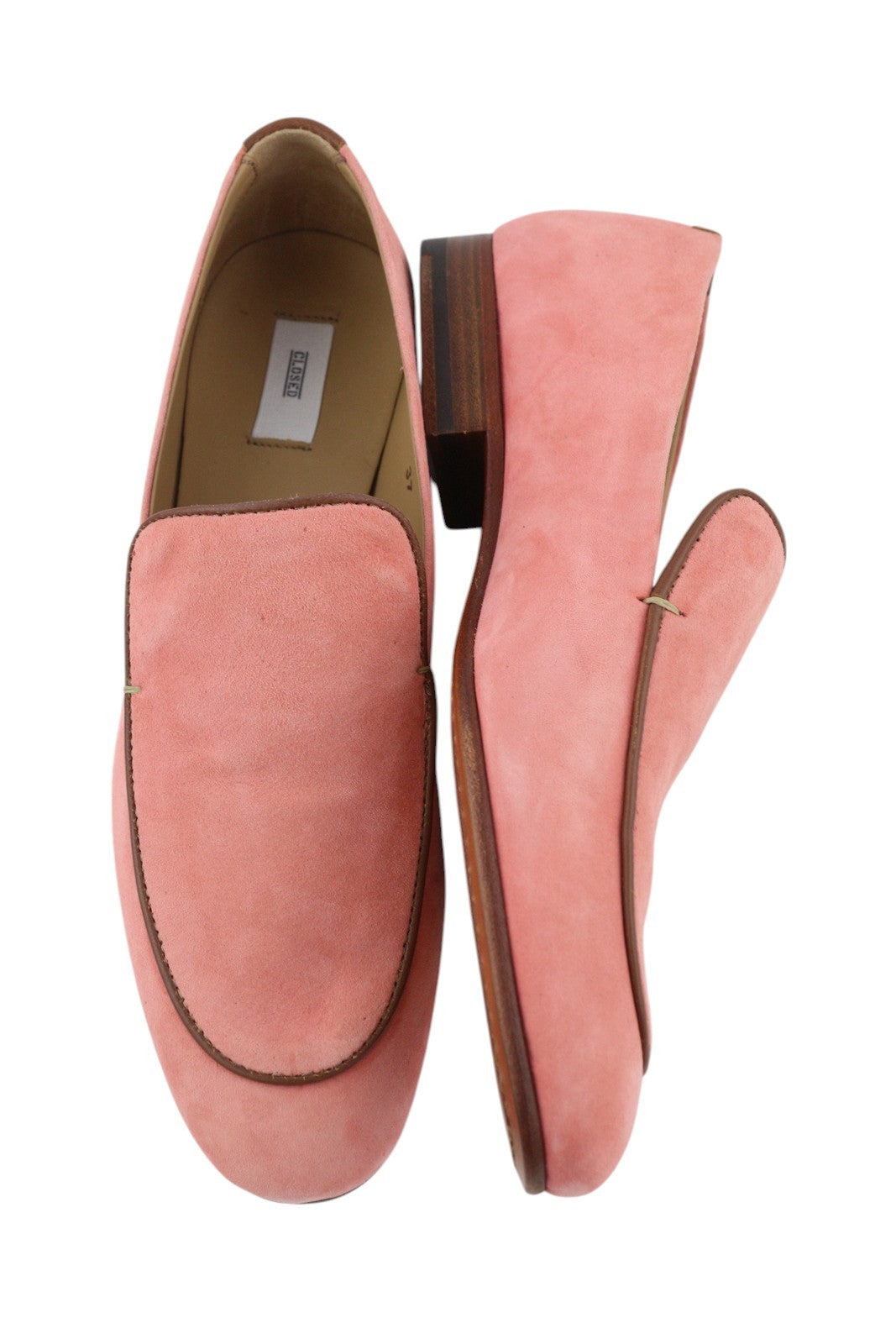 CLOSED Women Shoes EU37 Light Pink Suede Leather Almond Toe Slip On Loafers