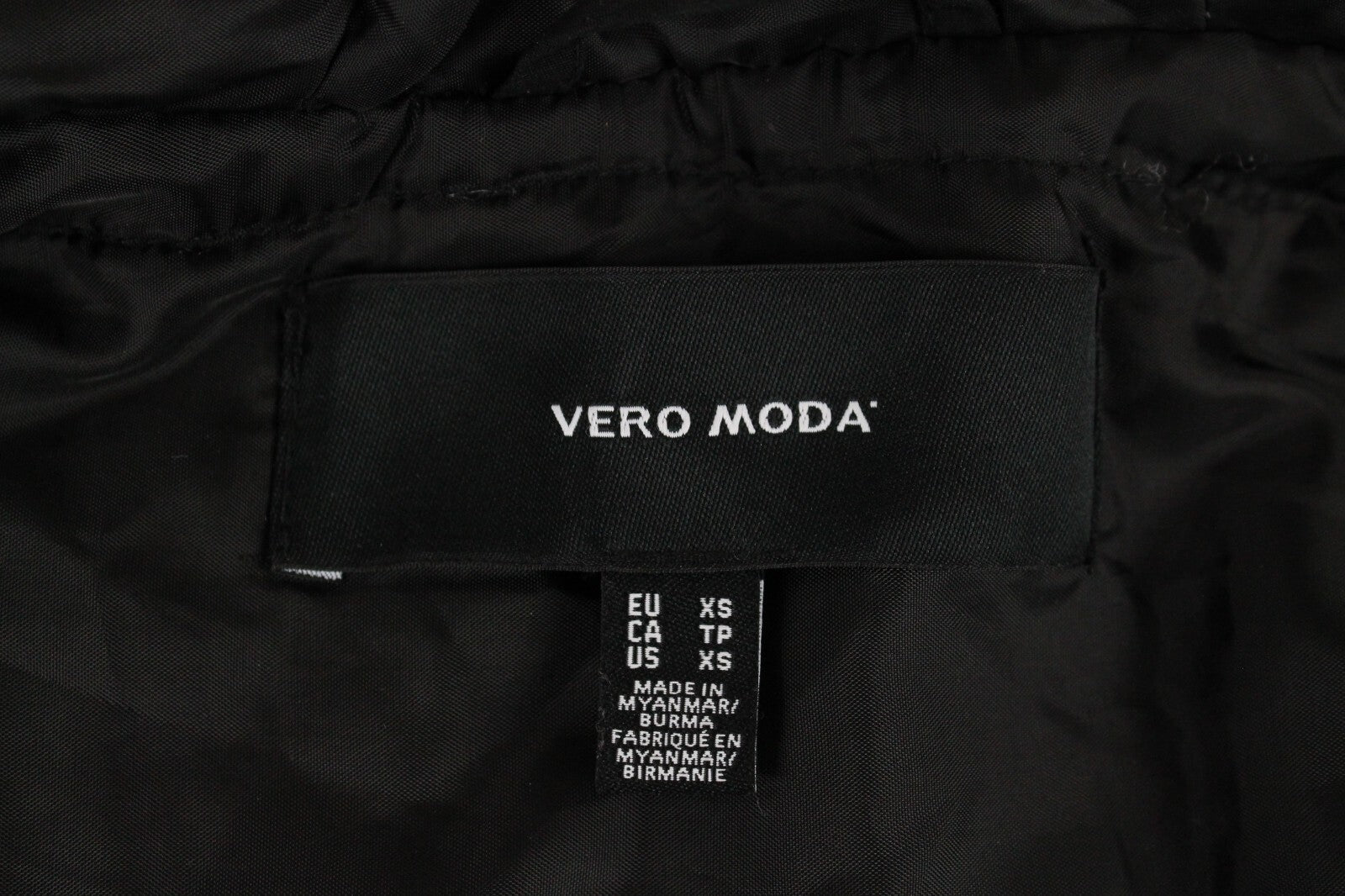 VERO MODA Womens Jacket XS Faux Fur Black Lined Hooded Long Parka