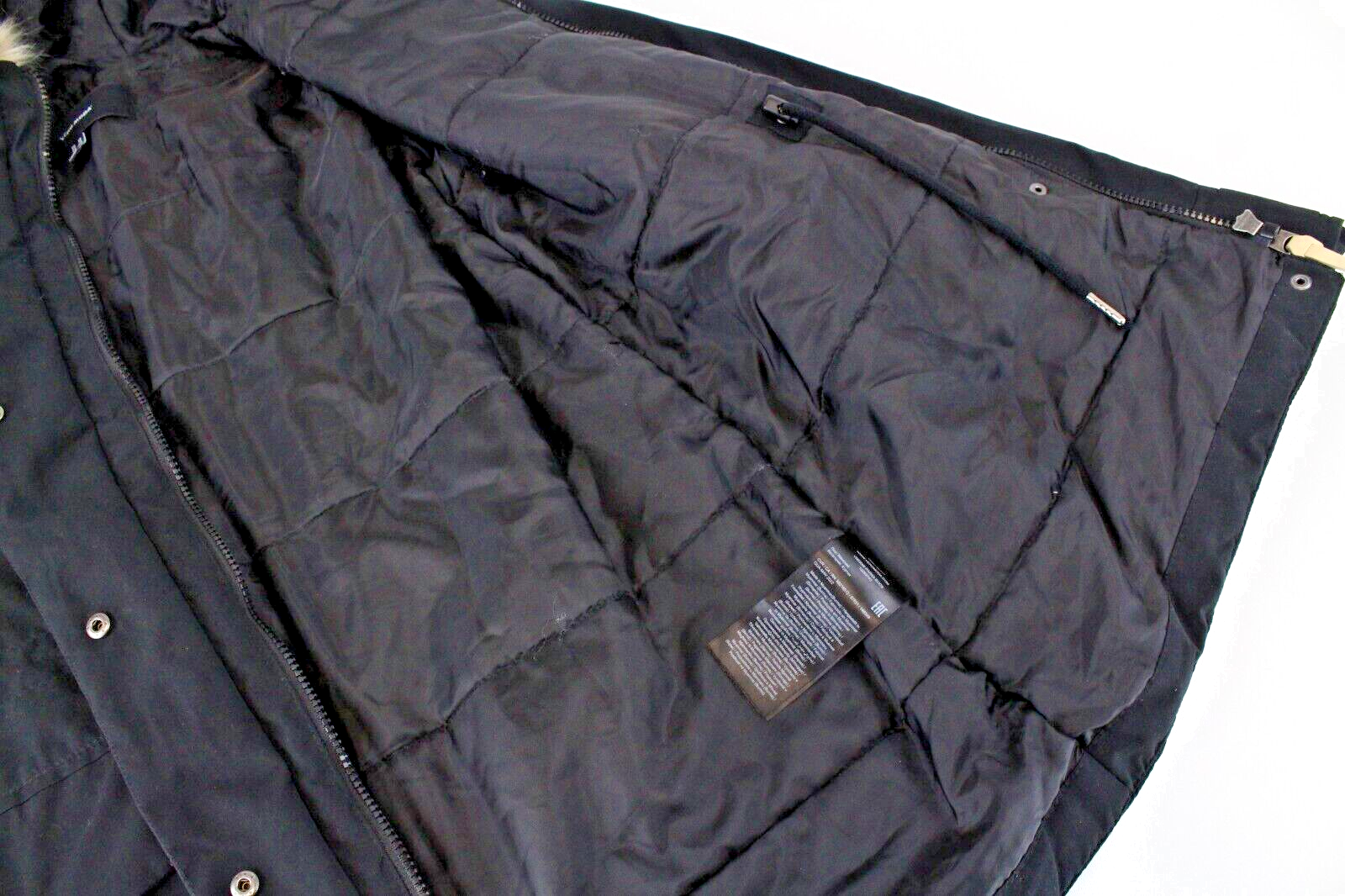 VERO MODA Womens Jacket XS Faux Fur Black Lined Hooded Long Parka