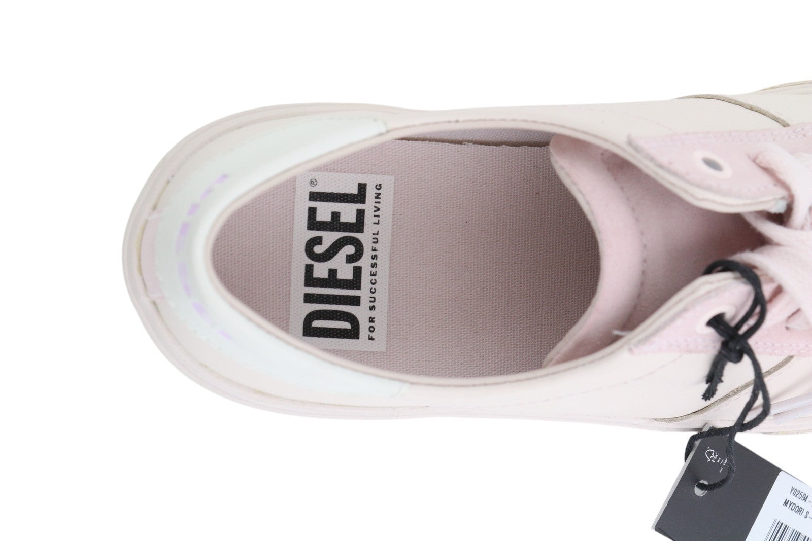 DIESEL S-Mydori Lc W moteriški sportbačiai, 39 dydis, šviesiai rožinės spalvos, odiniai, migdolų formos noseliai, rekomenduojama kaina – 160 € 