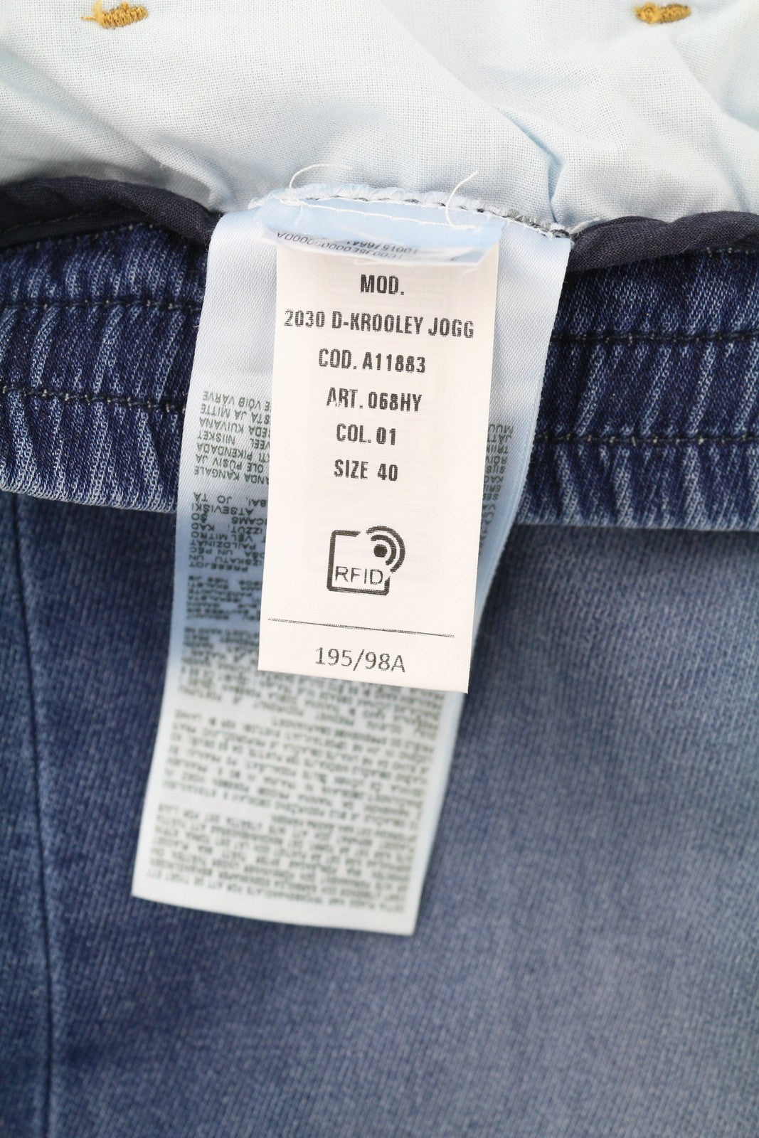 DIESEL 2030 D-Krooley Jogg 068HY Men Jeans W40 Drawstring Waist Blue RRP€295