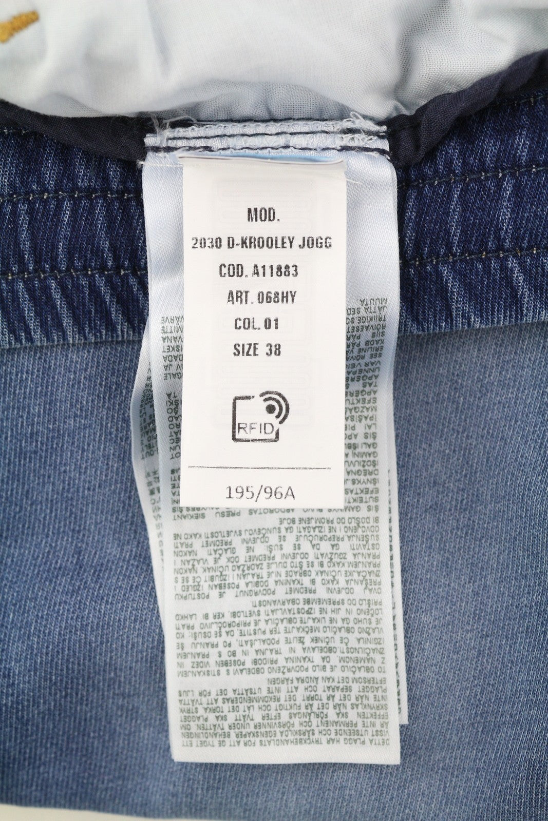 DIESEL 2030 D-Krooley Jogg 068HY Men Jeans W38 Drawstring Waist Blue RRP€295