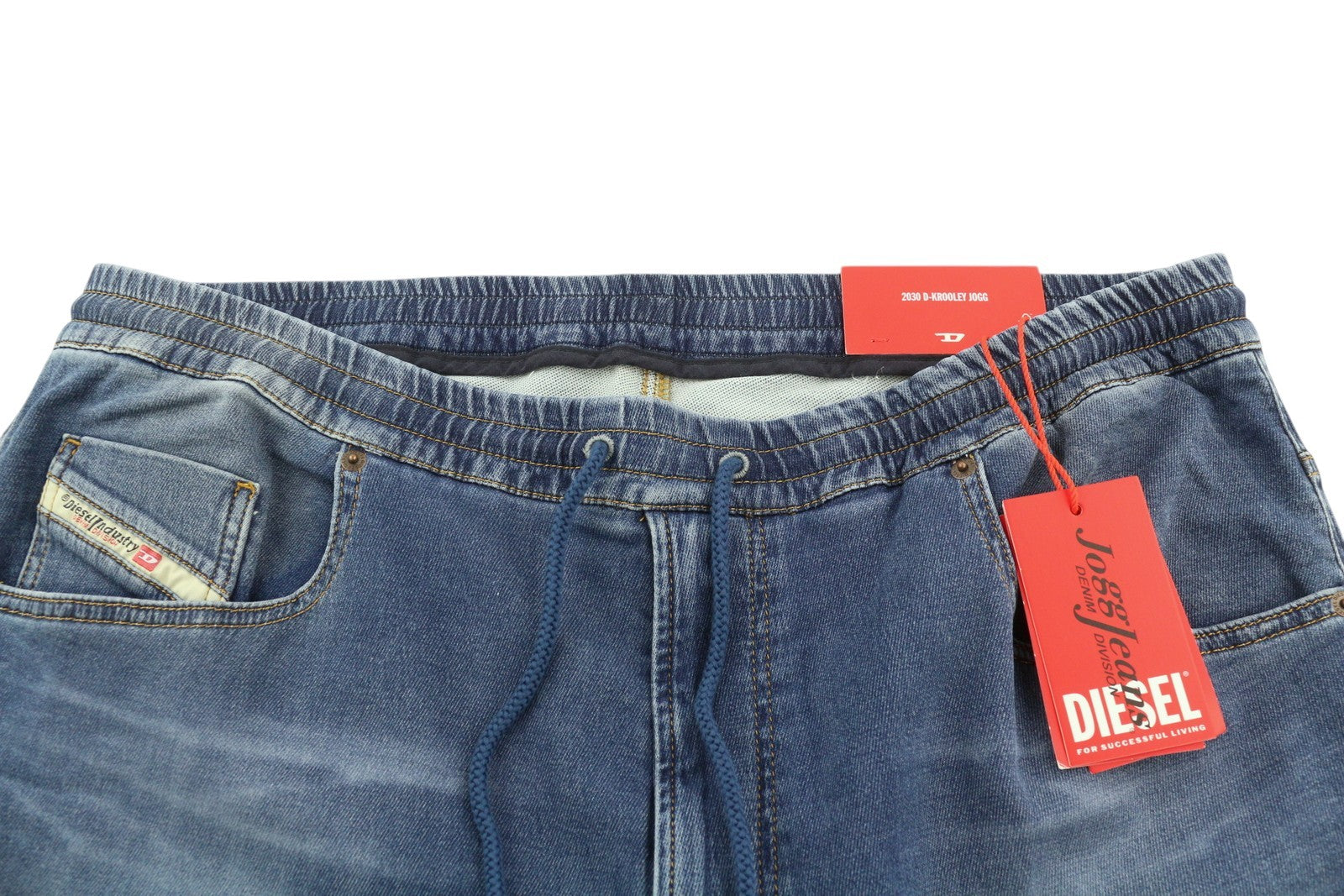 DIESEL 2030 D-Krooley Jogg 068HY Men Jeans W38 Drawstring Waist Blue RRP€295