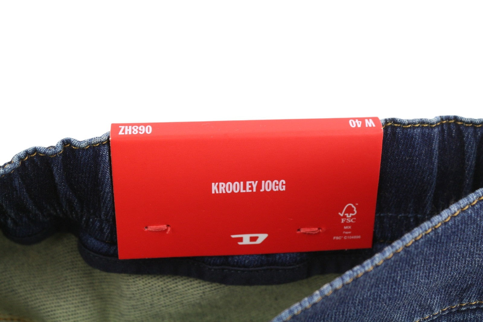 DIESEL Krooley-E-Ne 068HZ Men Jeans W40 Jogg Drawstring Waist Washed Blue Denim