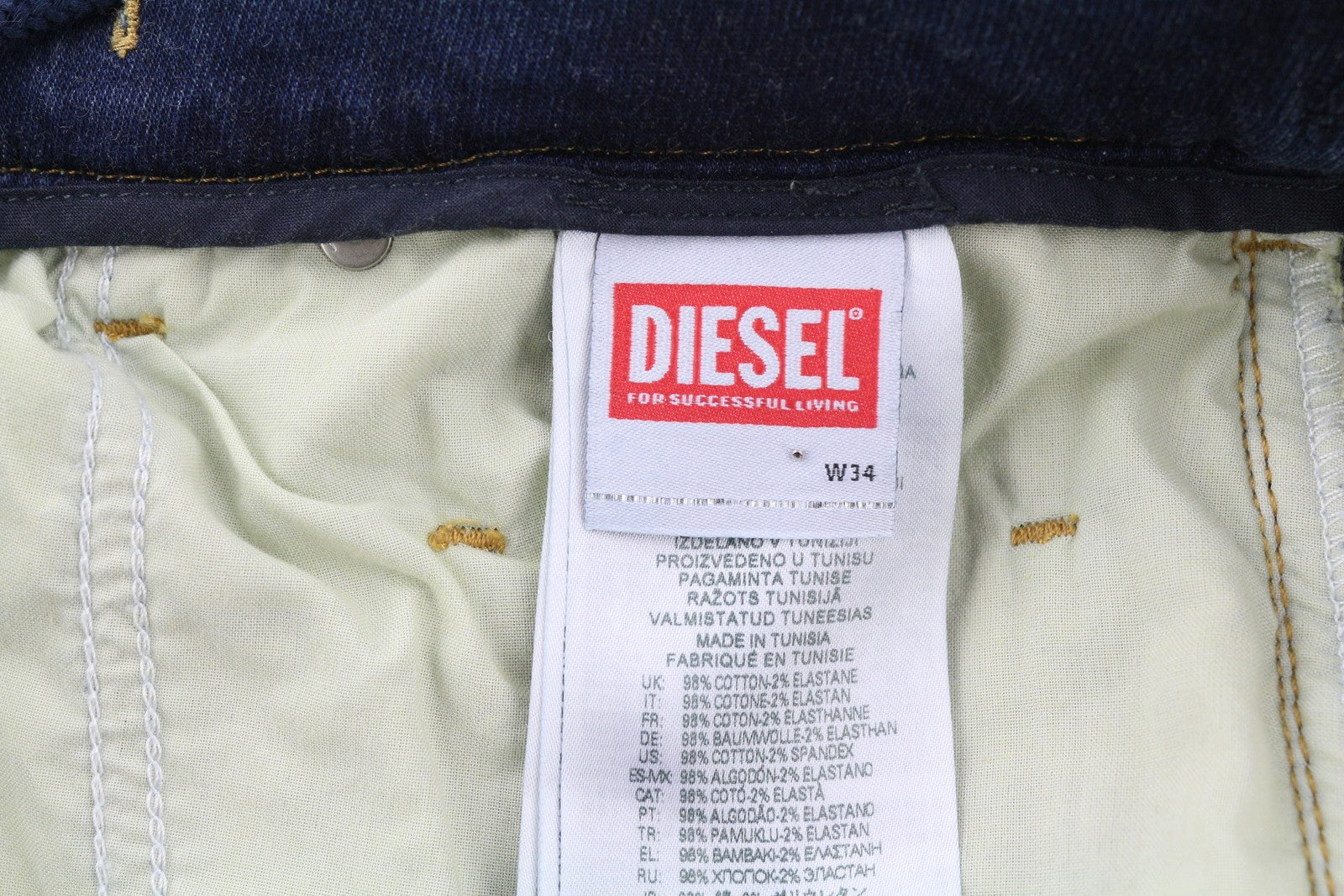 DIESEL Krooley-E-Ne 068HZ Men Jeans W34 Jogg Drawstring Waist Washed Blue RRP295
