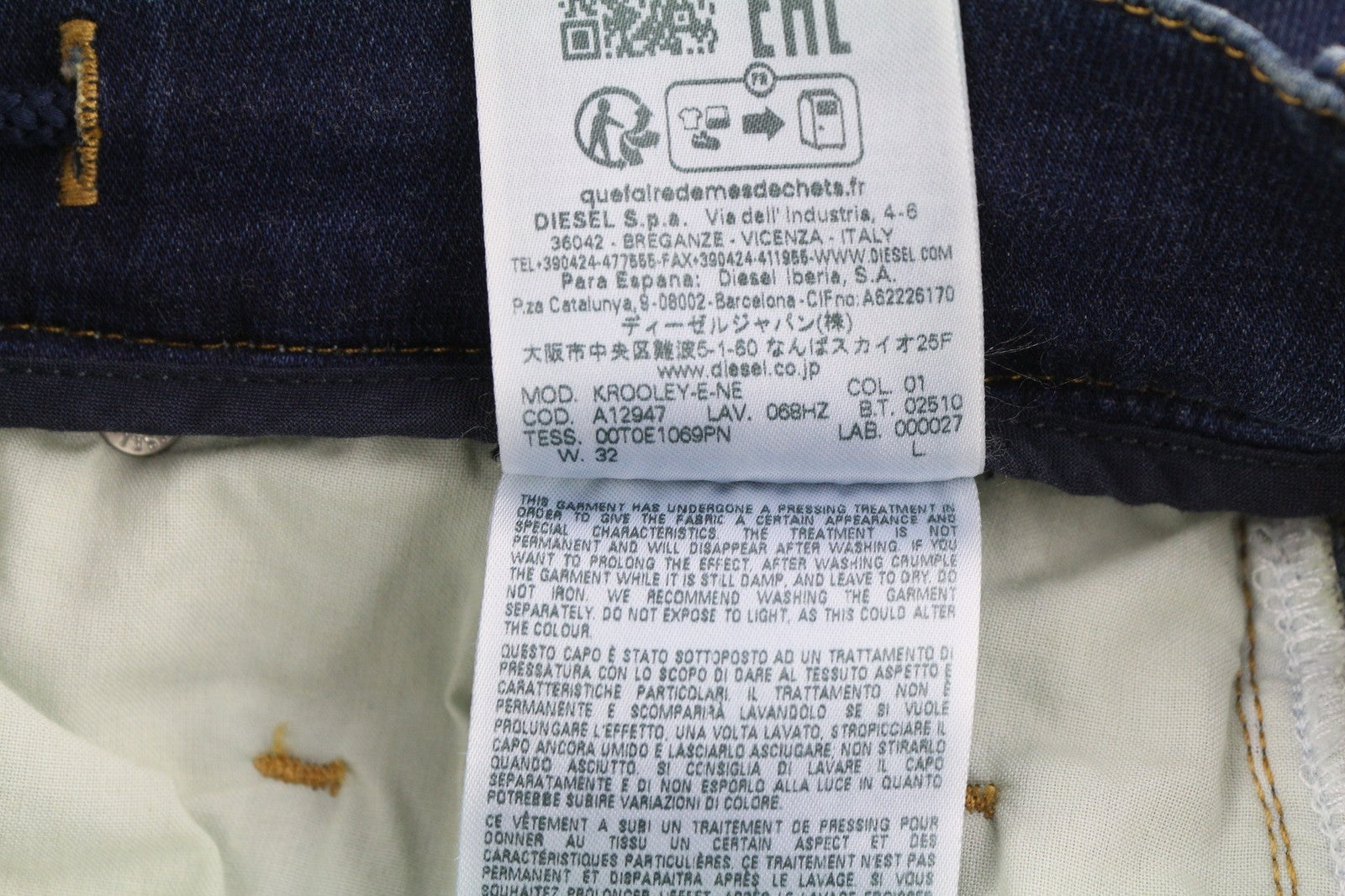 DIESEL Krooley-E-Ne 068HZ Men Jeans W32 Jogg Drawstring Waist Washed Blue RRP295