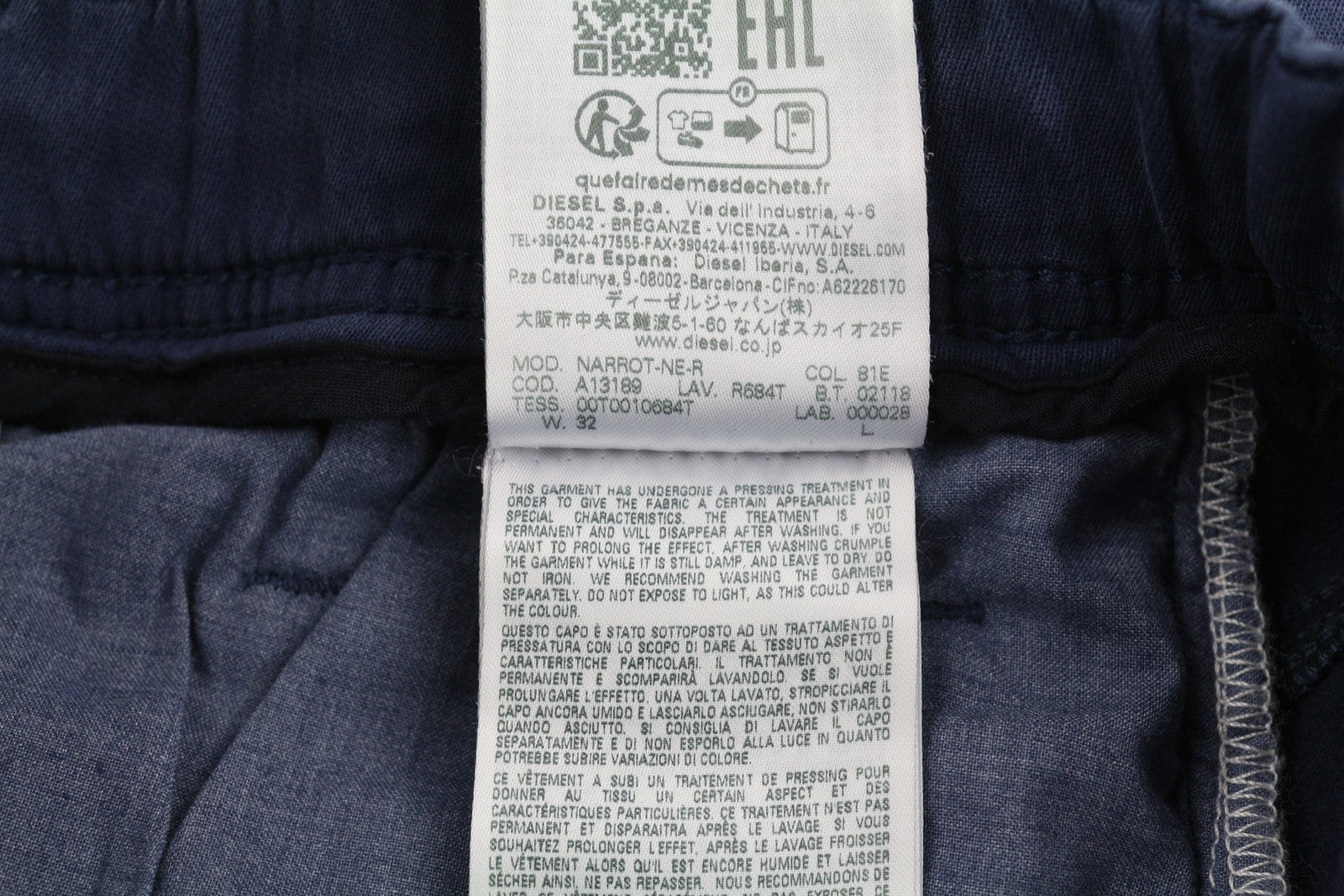 DIESEL Narrot-Ne-R R684T Men Jeans W32 Jogg Narrot Drawstring Waist RRP€275