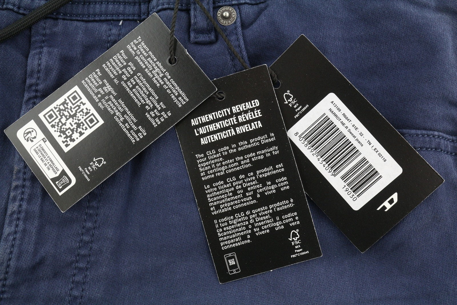 DIESEL Narrot-Ne-R R684T Men Jeans W32 Jogg Narrot Drawstring Waist RRP€275