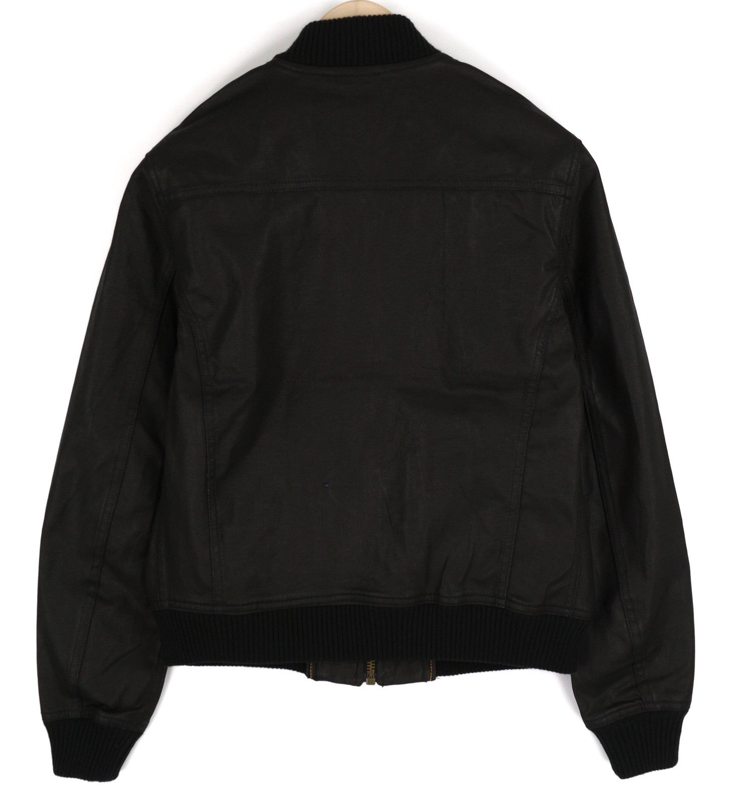 NUDIE Severin Short Rib Men Jacket S Black Coated Bomber Full Zip Unlined Logo