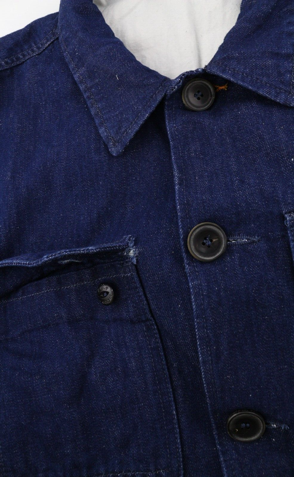 NUDIE Ricco Dark Hemp Men Jacket XL Blue Denim Buttoned Neck Lined Pockets