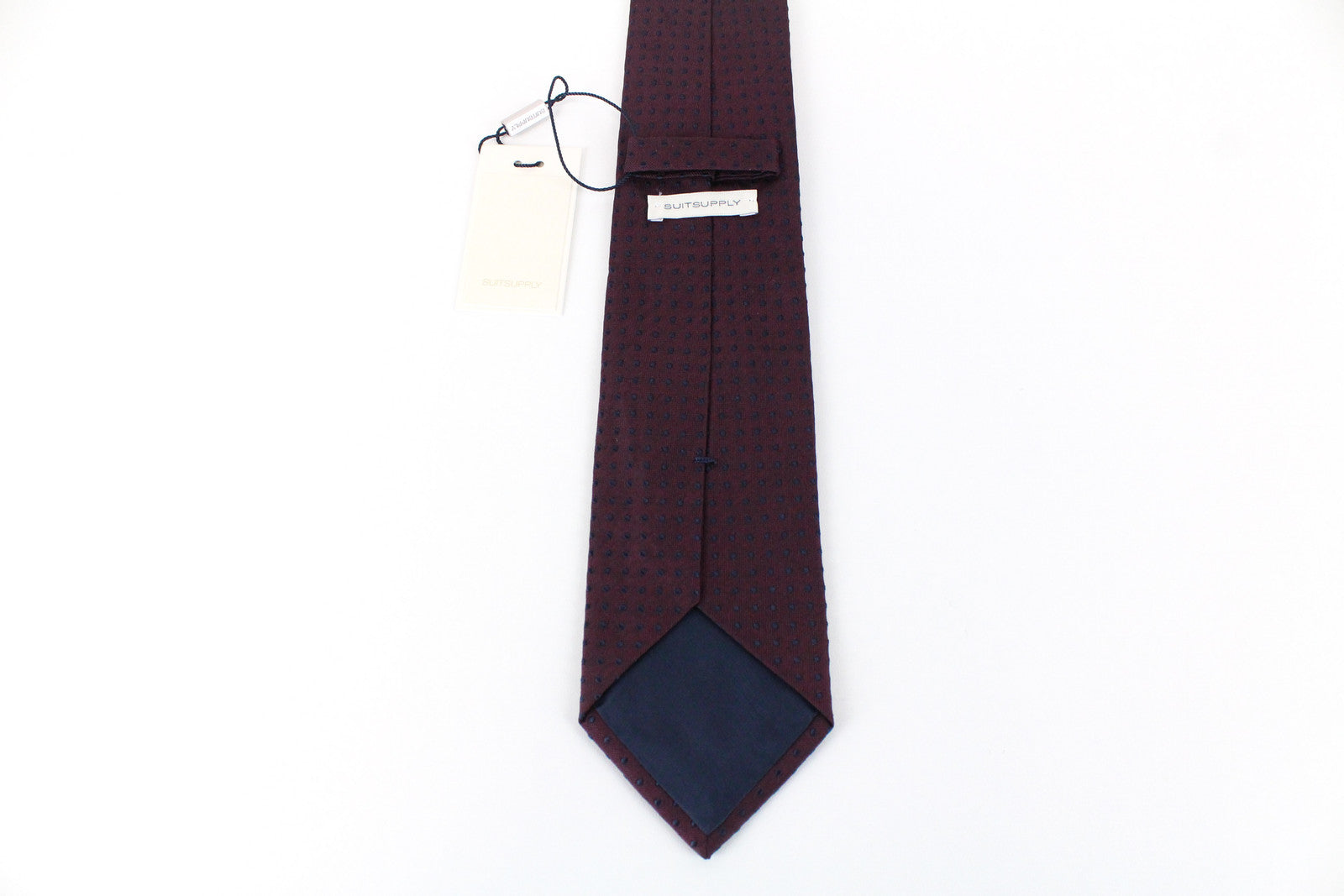 SUITSUPPLY Men's Purple Silk Tie 150 x 8 cm Dotted Formal Pointed-End Accessory