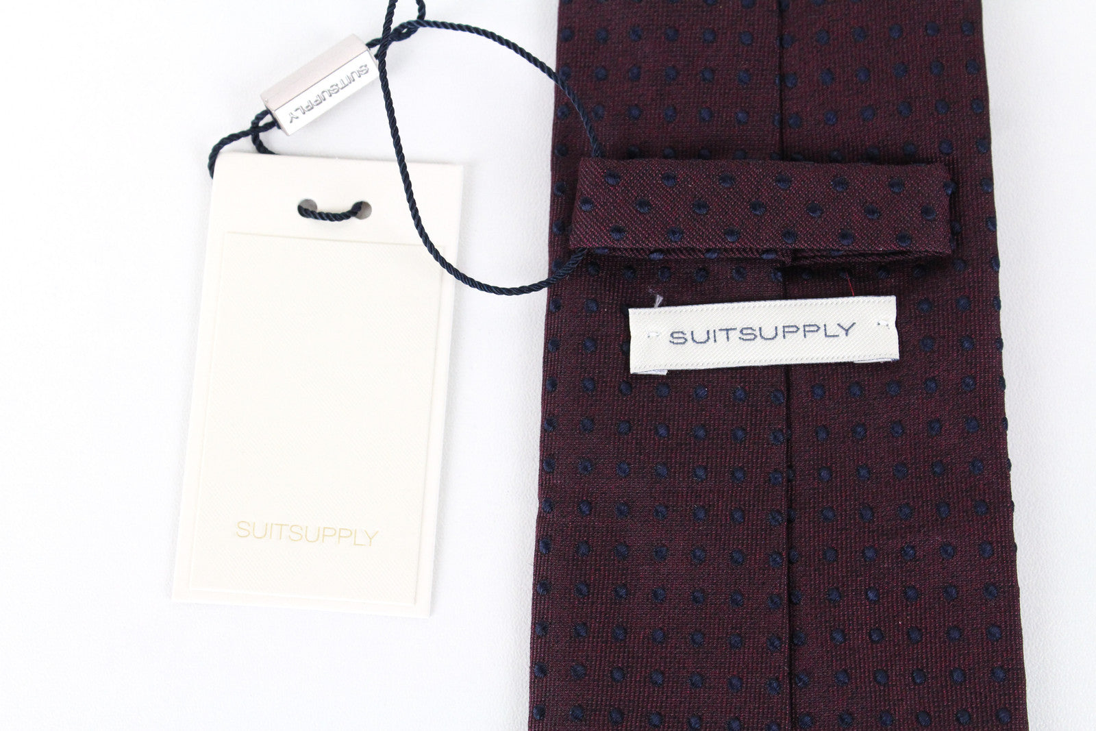 SUITSUPPLY Men's Purple Silk Tie 150 x 8 cm Dotted Formal Pointed-End Accessory