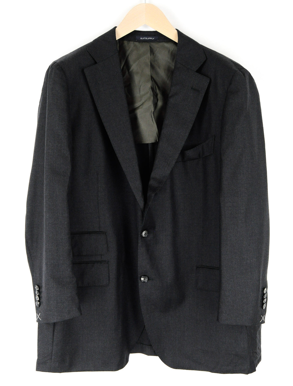 „SUITSUPPLY La Spalla“ vyriškas pilkas vilnonis švarkas su pamušalu, klasikinis, vienaeilis, UK50S 