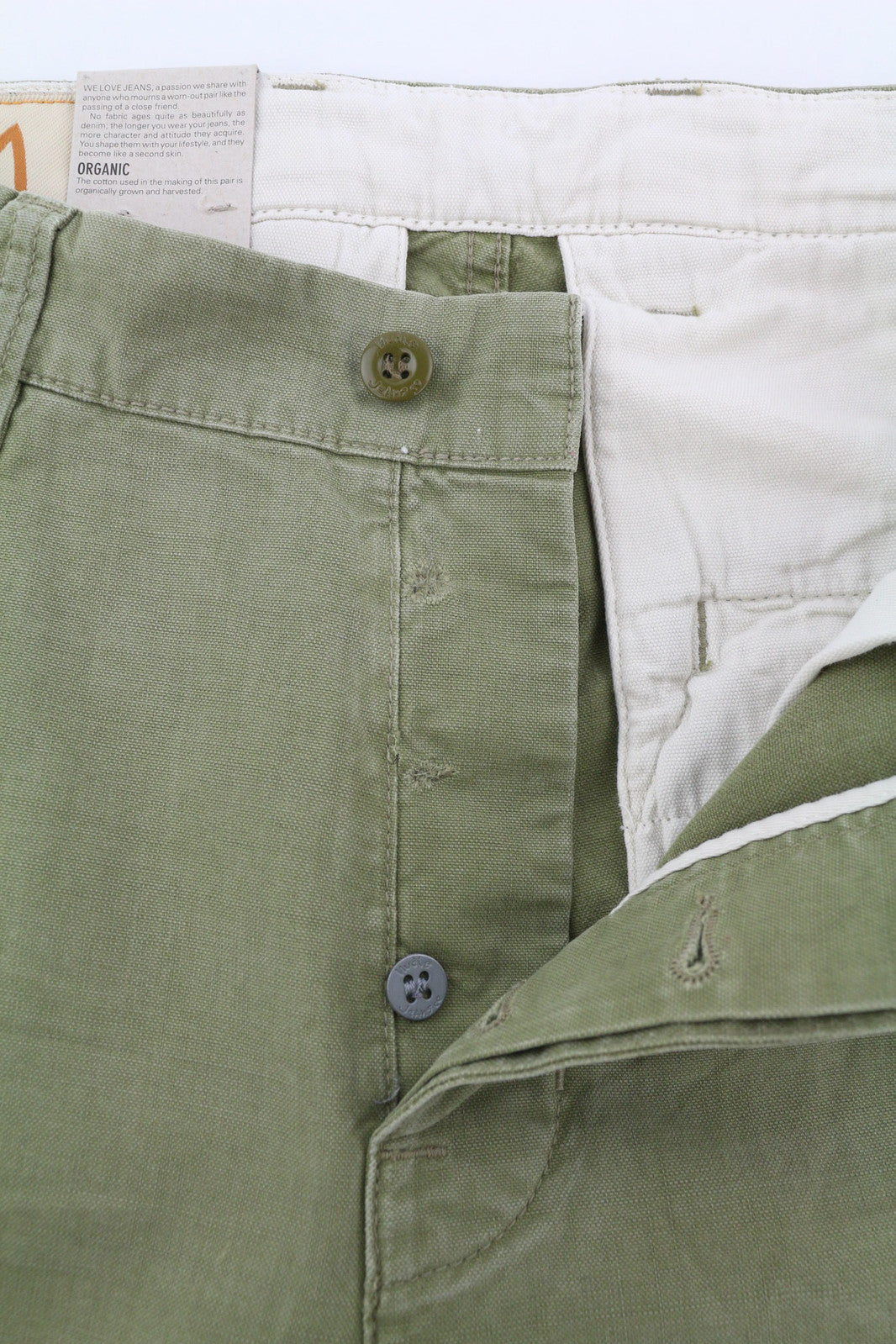 NUDIE JEANS Loose Alvar Women Jeans W27/L32 Beech Green Washed Buttoned Logo