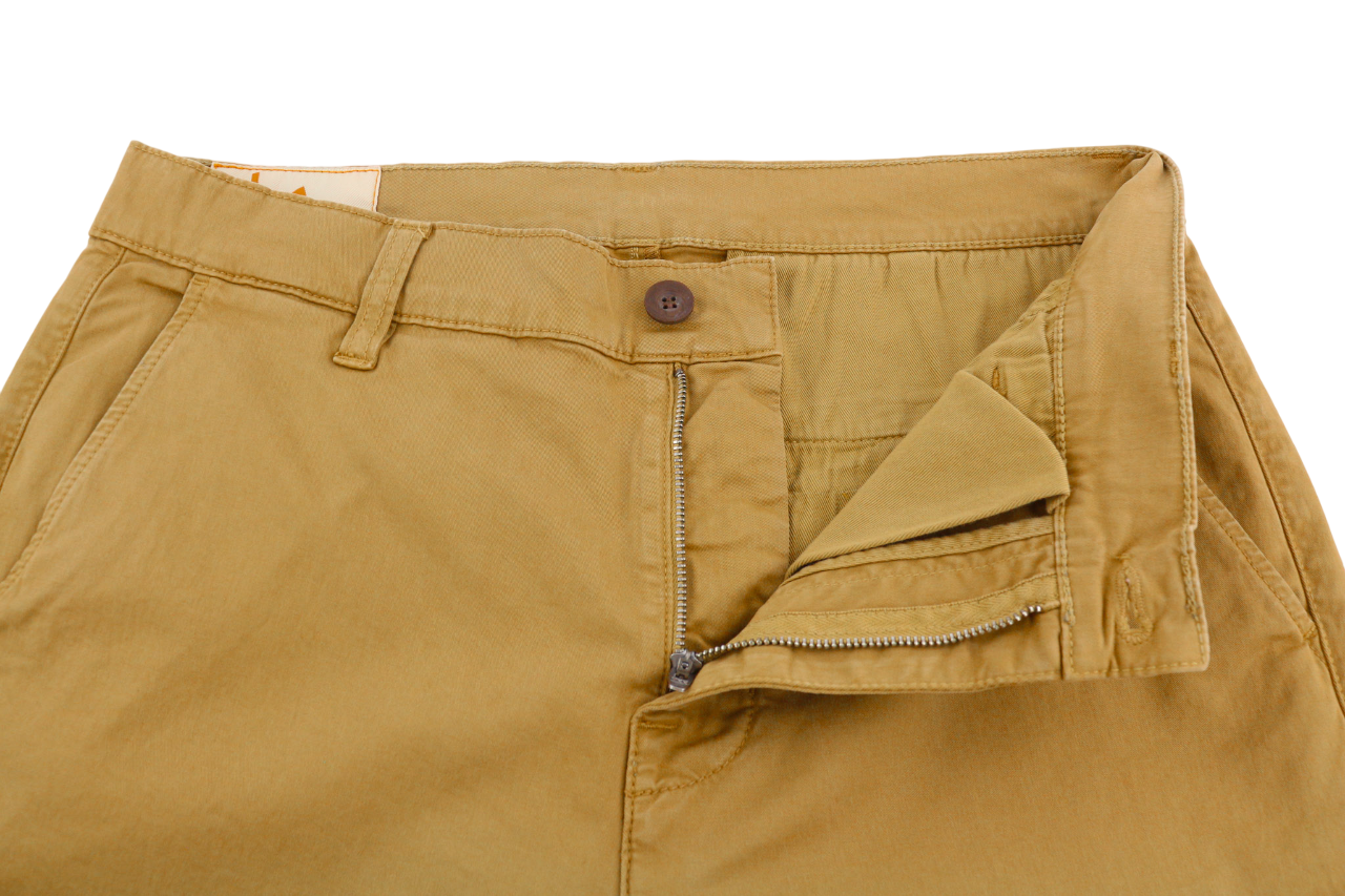 NUDIE JEANS Easy Alvin Men Trousers W31/L34 Camel Chino Slim Fit Zipper Pockets
