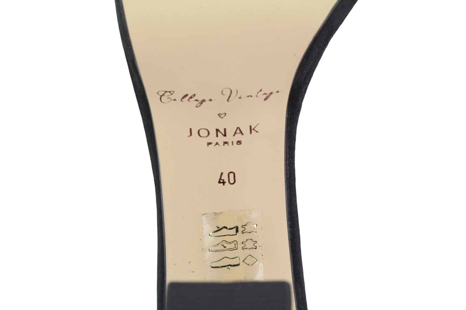 JONAK Women Heels EU40 Black Velour Suede Leather Block Heel Open-Toe Sandals