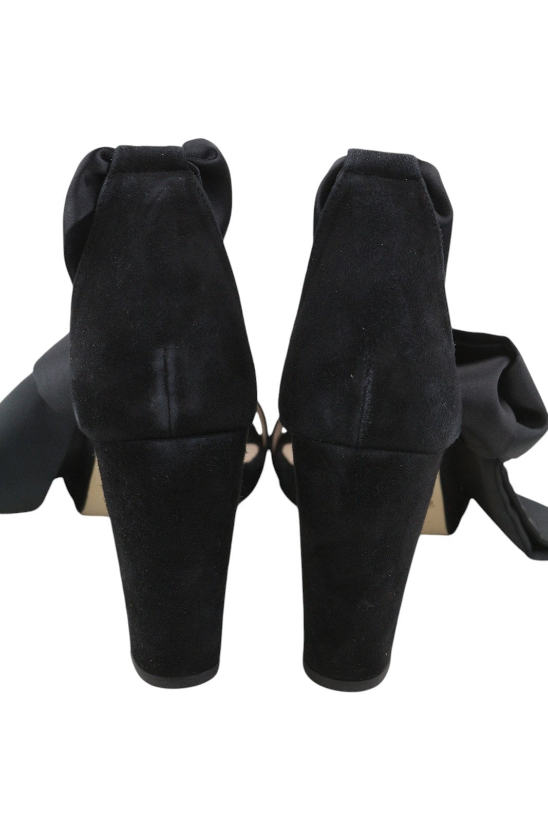 JONAK Women Heels EU40 Black Velour Suede Leather Block Heel Open-Toe Sandals