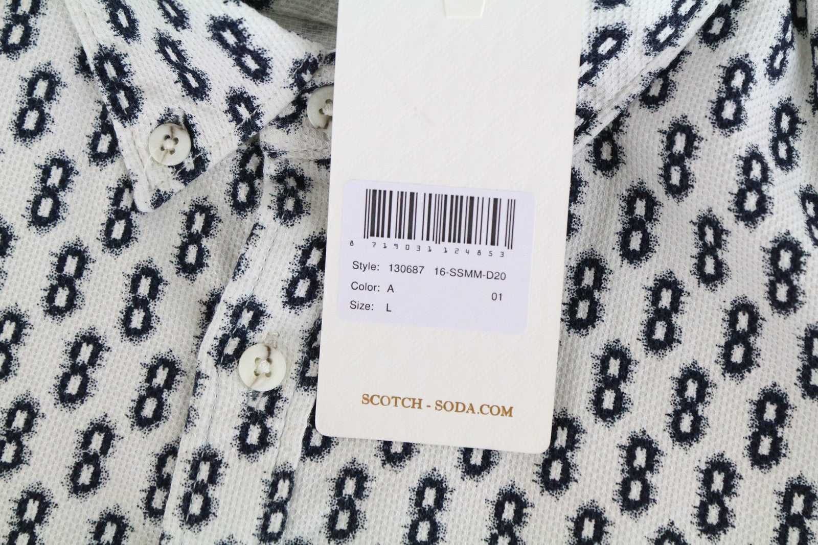 SCOTCH & SODA L Shirt Men's Patterned Off-White Long Sleeve Cotton Ams Couture