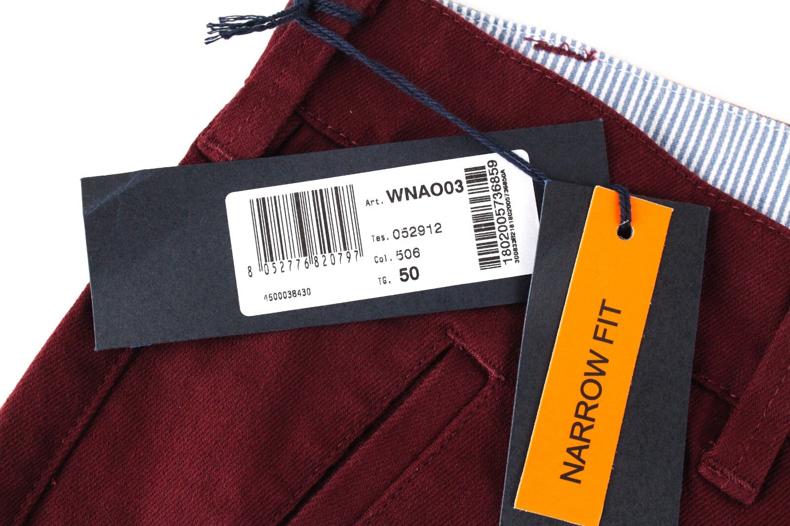 HARMONT & BLAINE Mens Trousers 50 Burgundy Stretchy Narrow Leg Chino Style